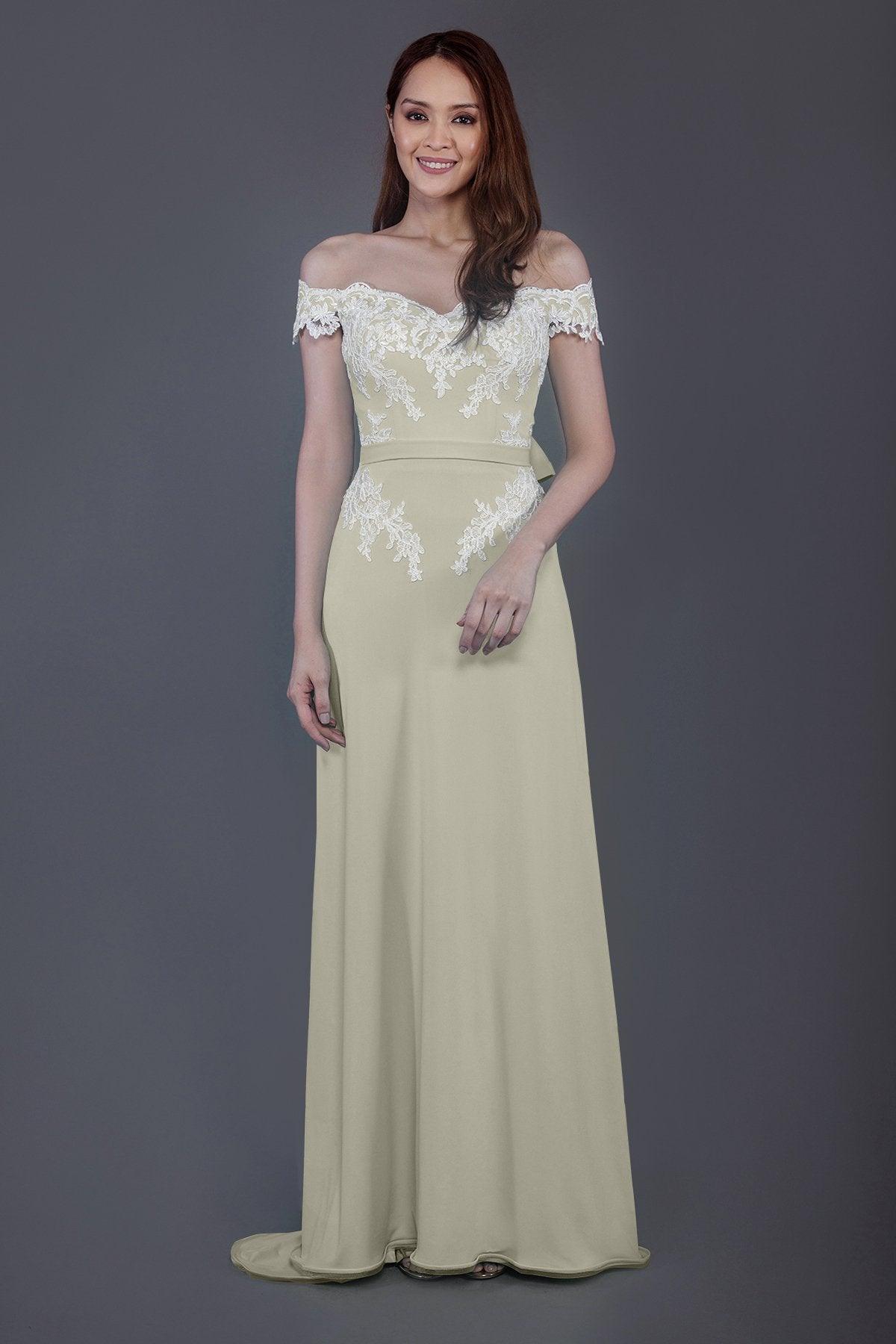 Sheath Sweep Train Knitted Fabric Bridesmaid Dress PR3561 - COCOMELODY