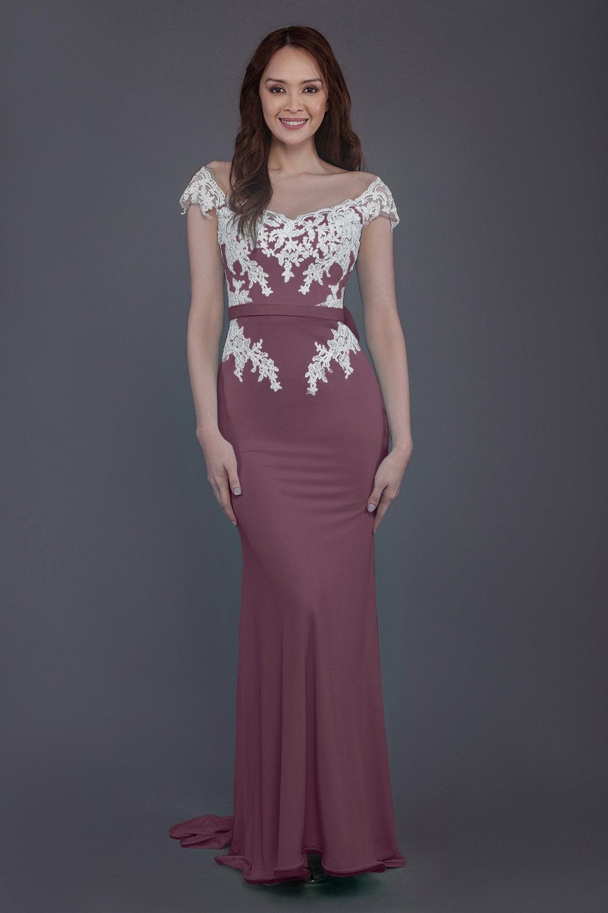 Trumpet Sweep Train Knitted Fabric Bridesmaid Dress PR3562 - COCOMELODY