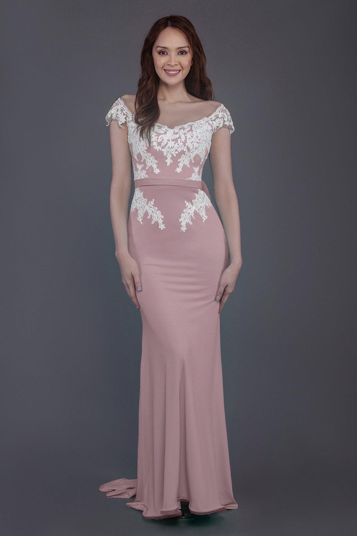 Trumpet Sweep Train Knitted Fabric Bridesmaid Dress PR3562 - COCOMELODY