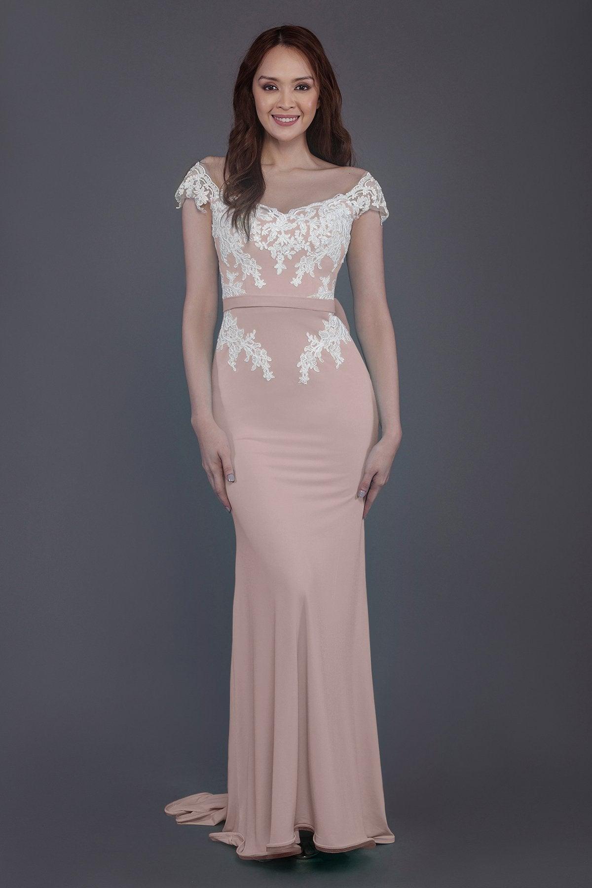 Trumpet Sweep Train Knitted Fabric Bridesmaid Dress PR3562 - COCOMELODY