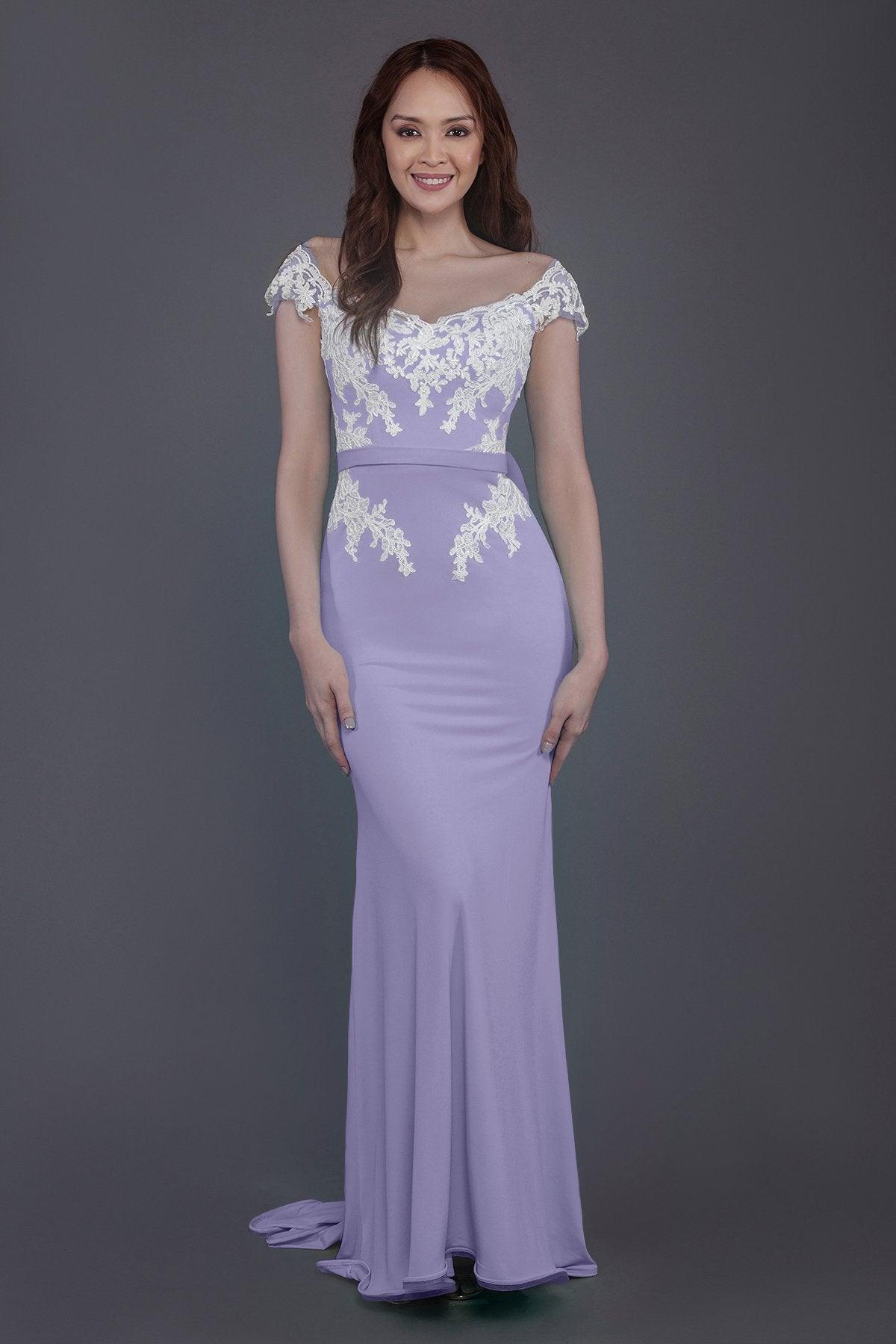 Trumpet Sweep Train Knitted Fabric Bridesmaid Dress PR3562 - COCOMELODY
