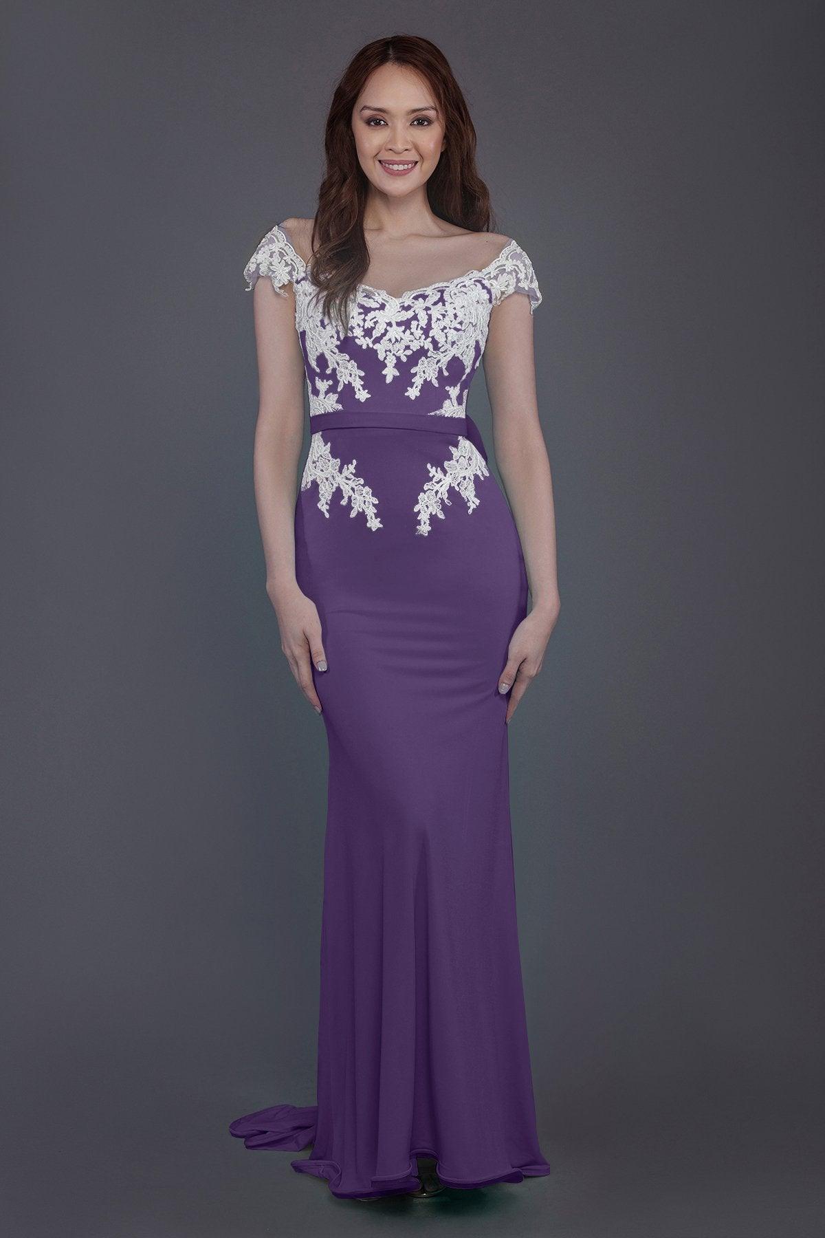 Trumpet Sweep Train Knitted Fabric Bridesmaid Dress PR3562 - COCOMELODY
