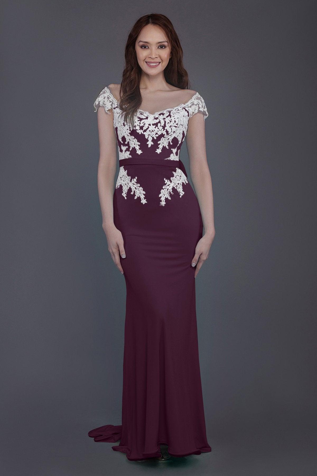 Trumpet Sweep Train Knitted Fabric Bridesmaid Dress PR3562 - COCOMELODY