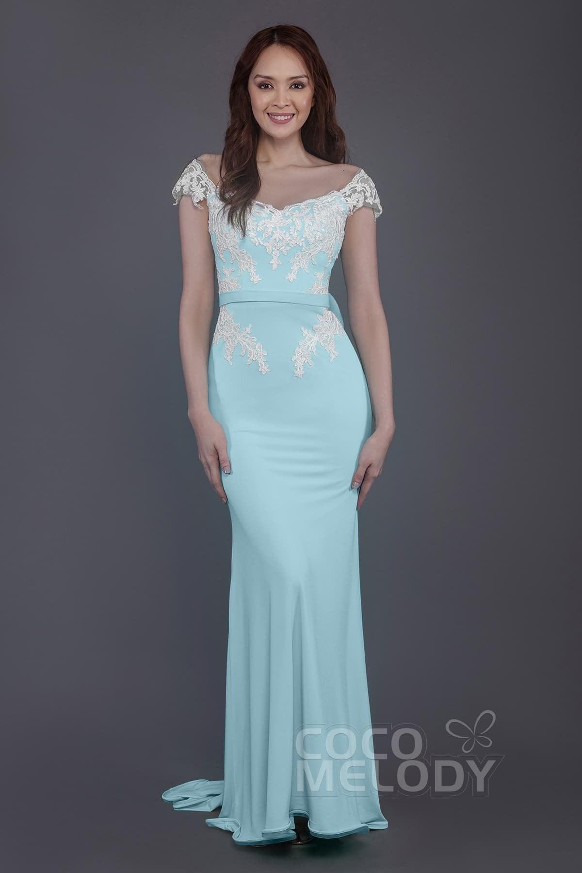 Trumpet Sweep Train Knitted Fabric Bridesmaid Dress PR3562 - COCOMELODY