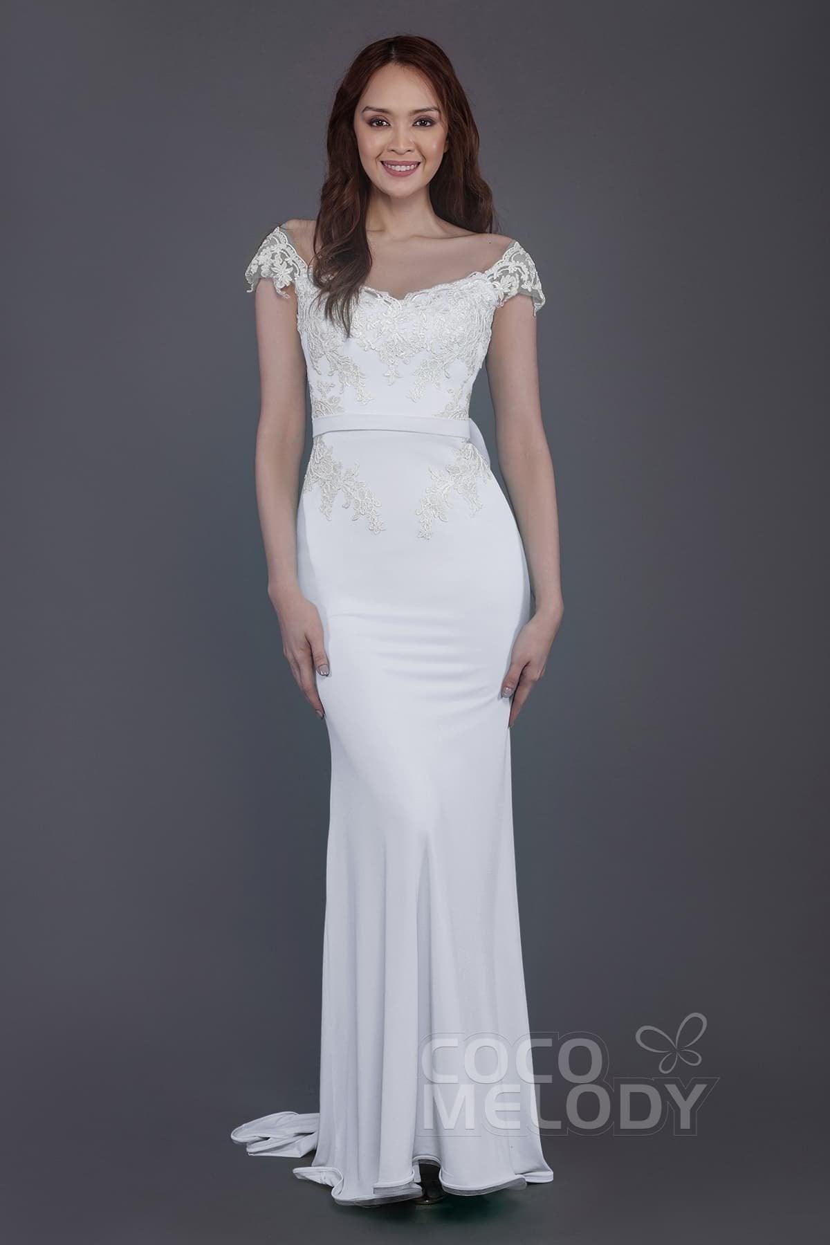 Trumpet Sweep Train Knitted Fabric Bridesmaid Dress PR3562 - COCOMELODY