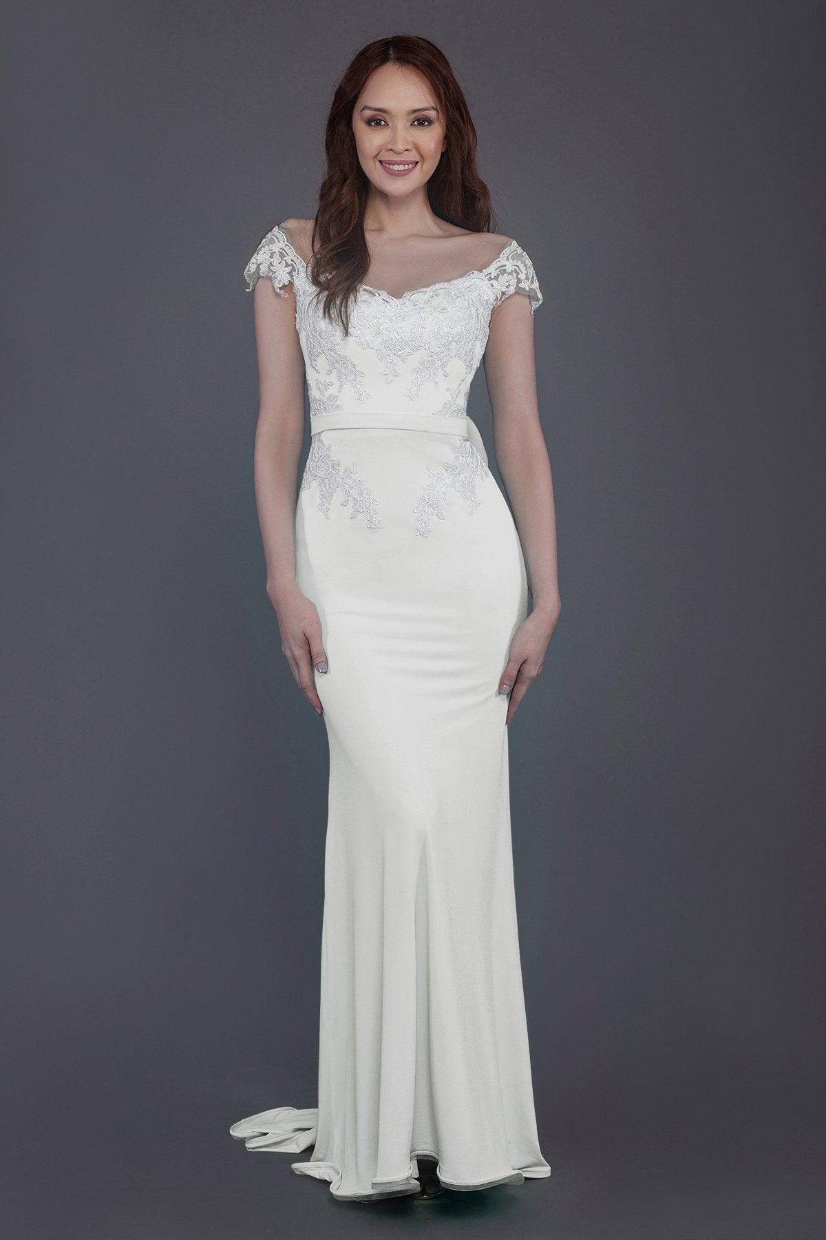 Trumpet Sweep Train Knitted Fabric Bridesmaid Dress PR3562 - COCOMELODY
