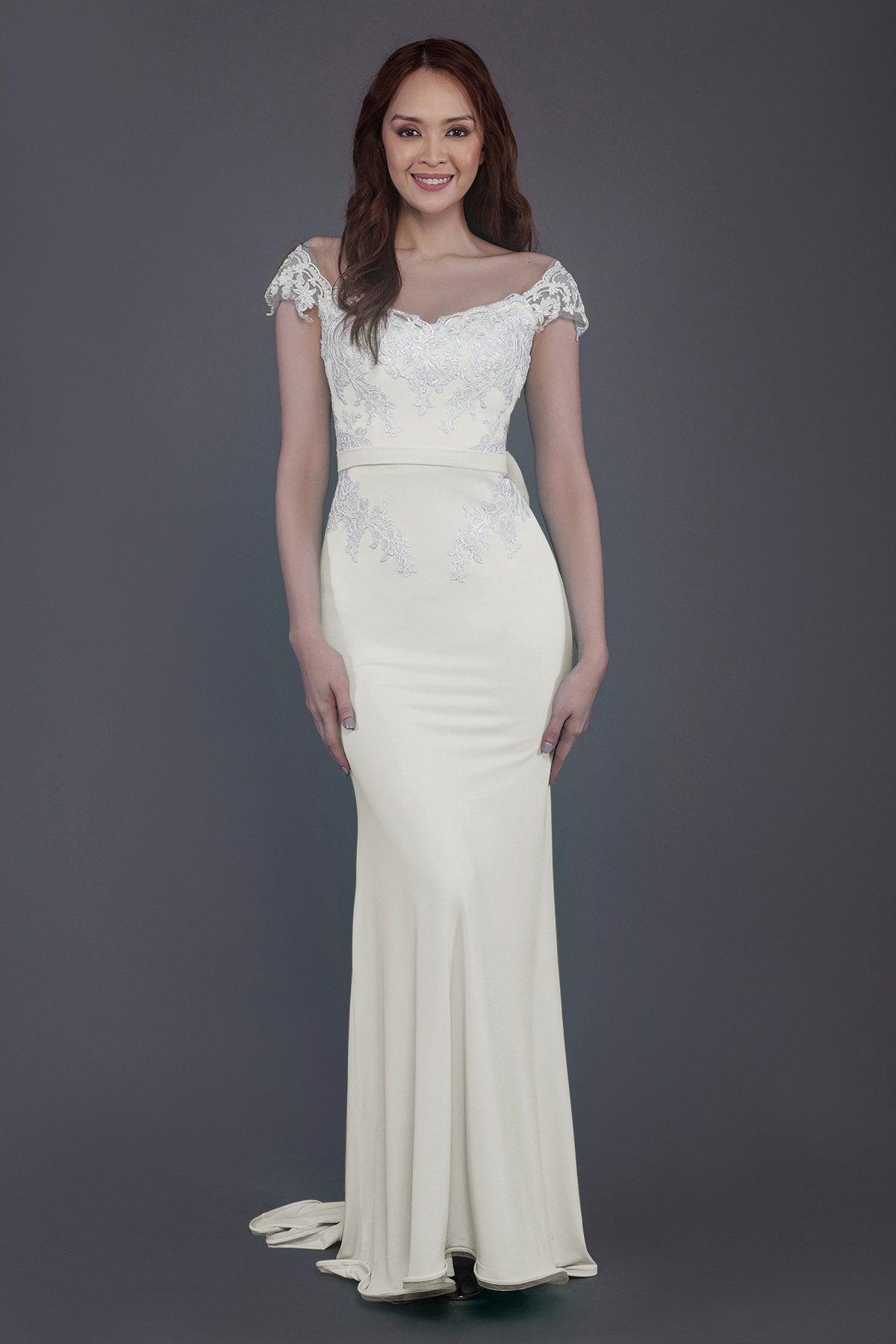 Trumpet Sweep Train Knitted Fabric Bridesmaid Dress PR3562 - COCOMELODY