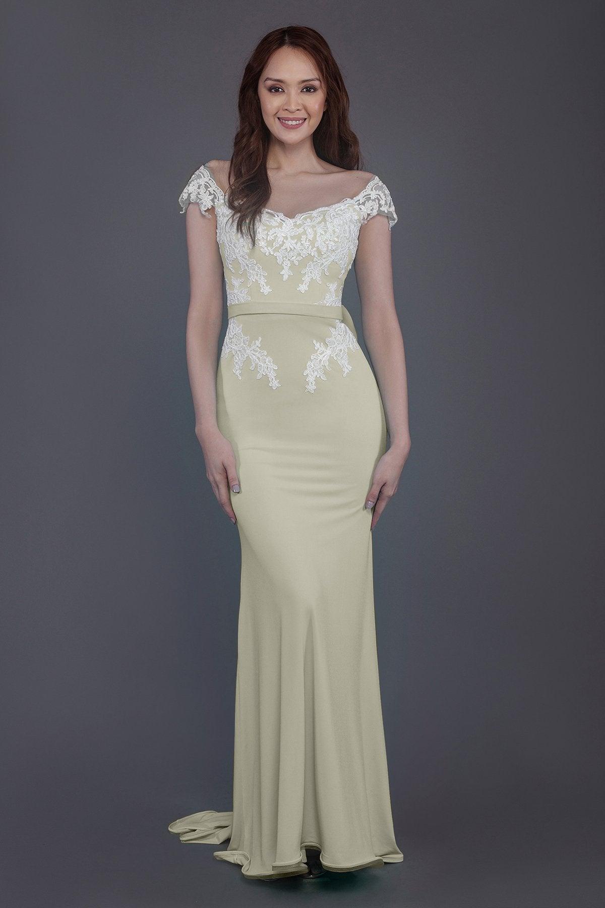 Trumpet Sweep Train Knitted Fabric Bridesmaid Dress PR3562 - COCOMELODY