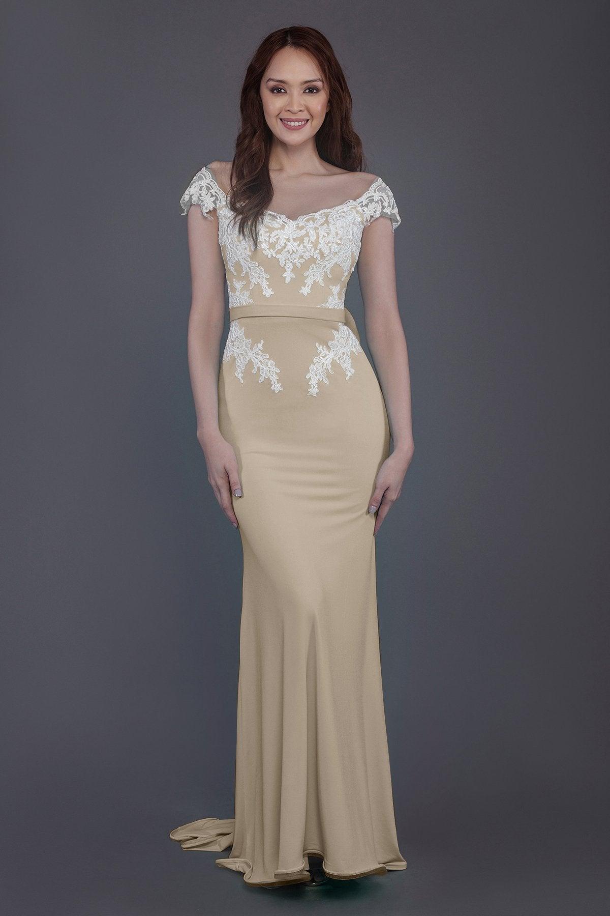 Trumpet Sweep Train Knitted Fabric Bridesmaid Dress PR3562 - COCOMELODY