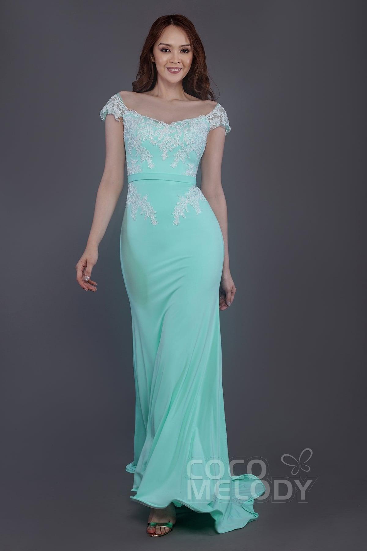Trumpet Sweep Train Knitted Fabric Bridesmaid Dress PR3562 - COCOMELODY