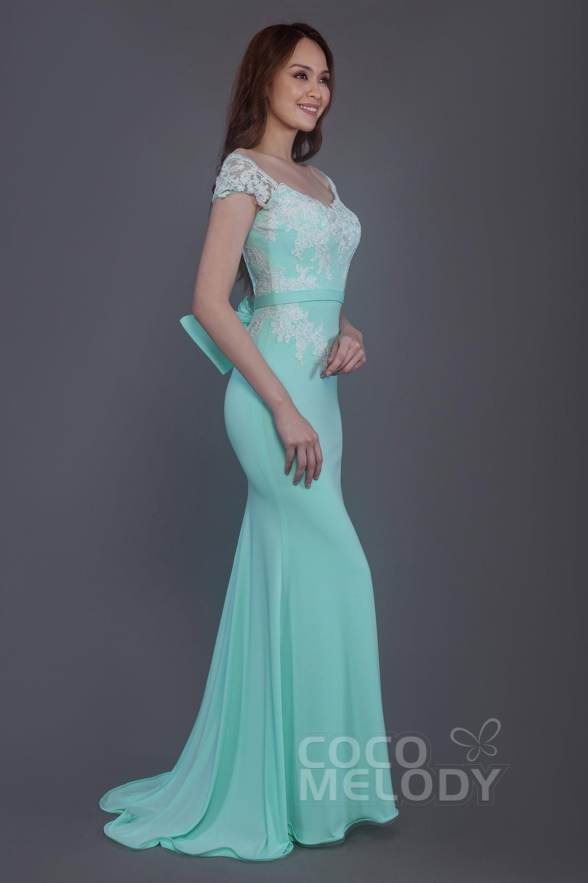 Trumpet Sweep Train Knitted Fabric Bridesmaid Dress PR3562 - COCOMELODY