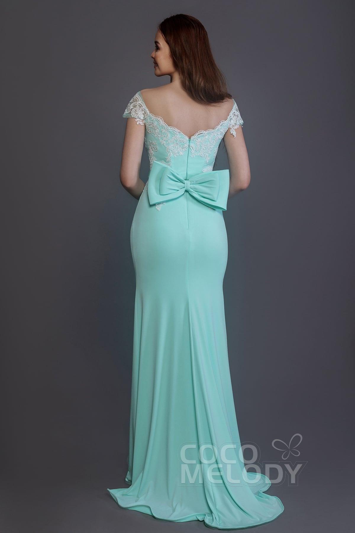 Trumpet Sweep Train Knitted Fabric Bridesmaid Dress PR3562 - COCOMELODY