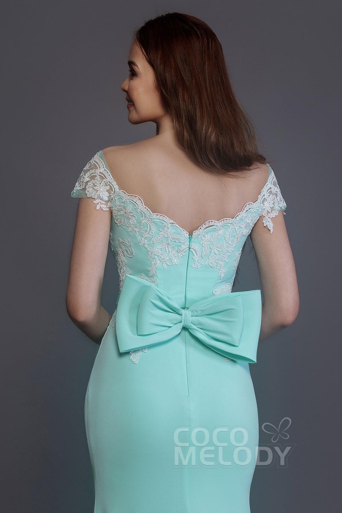 Trumpet Sweep Train Knitted Fabric Bridesmaid Dress PR3562 - COCOMELODY