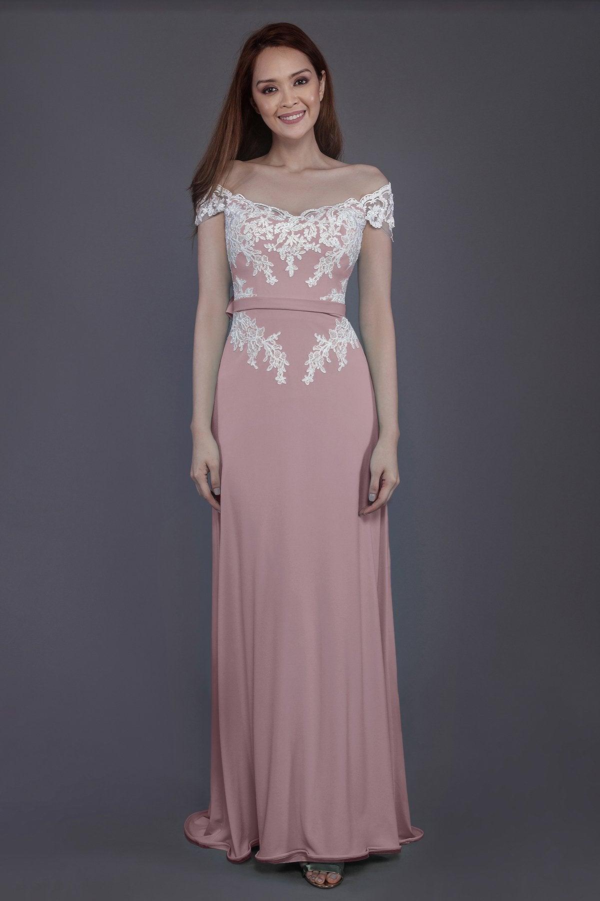 Sheath Sweep Train Knitted Fabric Bridesmaid Dress PR3563 - COCOMELODY