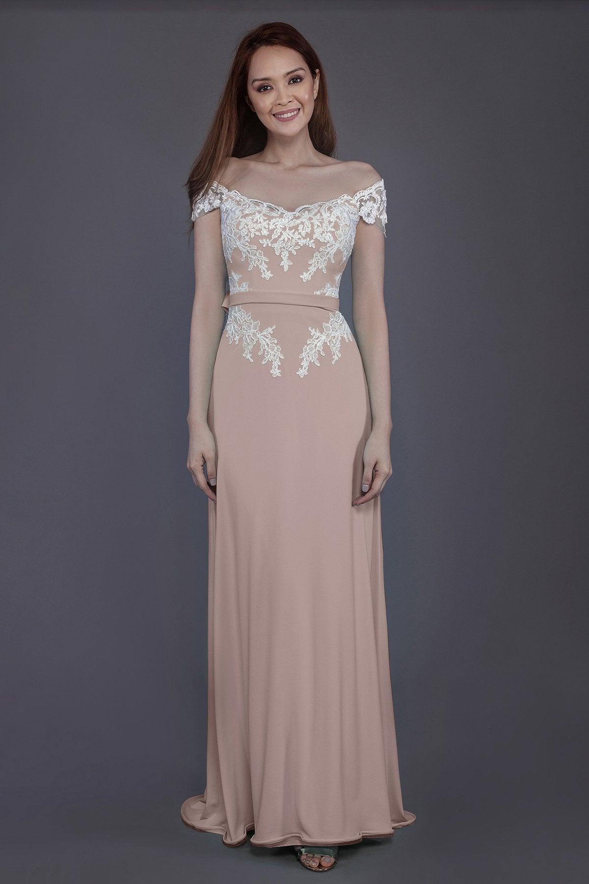 Sheath Sweep Train Knitted Fabric Bridesmaid Dress PR3563 - COCOMELODY