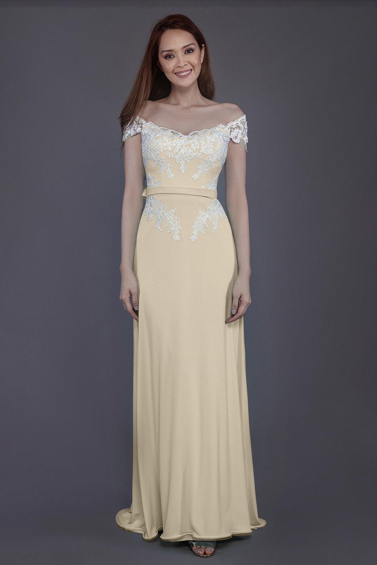 Sheath Sweep Train Knitted Fabric Bridesmaid Dress PR3563 - COCOMELODY