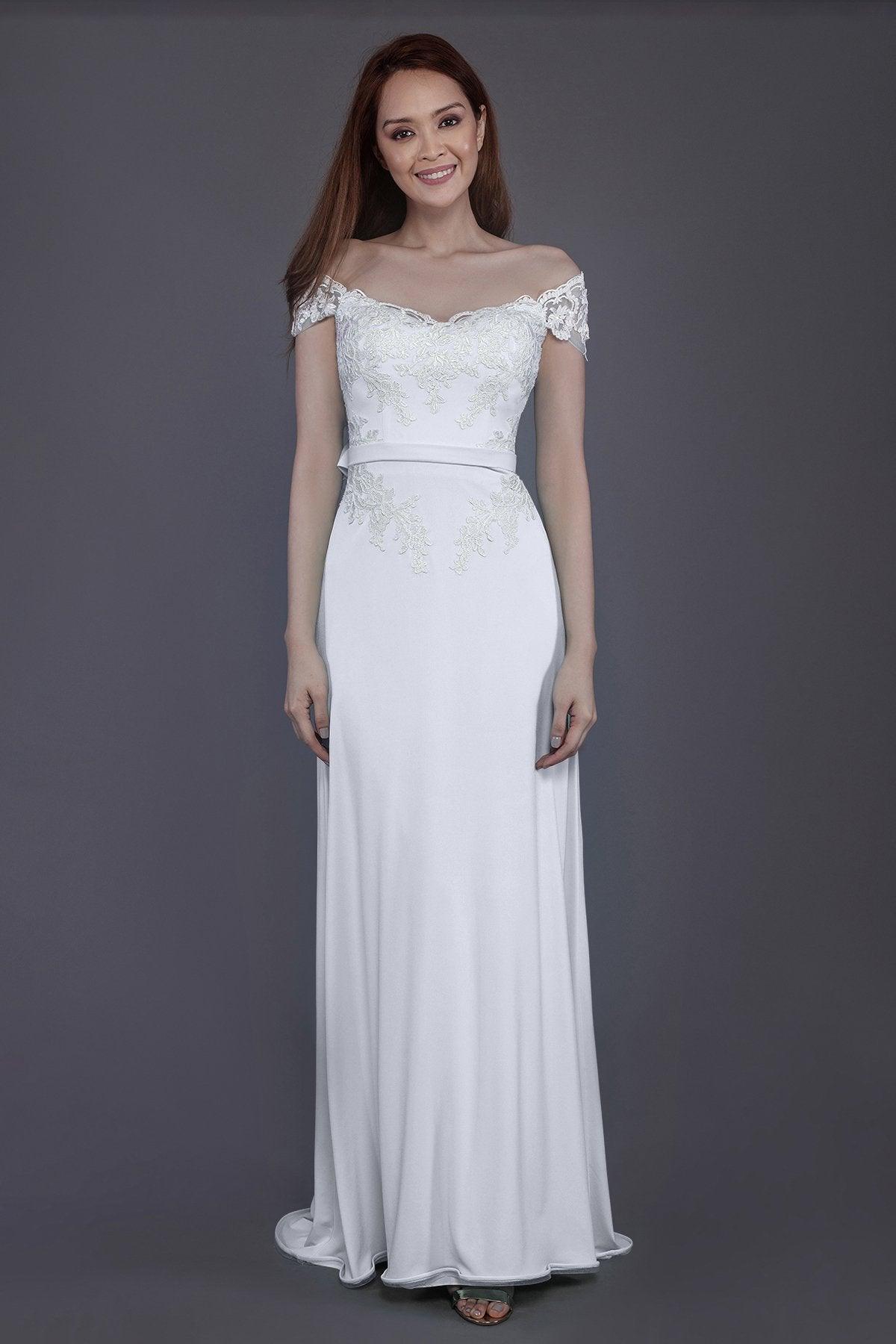 Sheath Sweep Train Knitted Fabric Bridesmaid Dress PR3563 - COCOMELODY