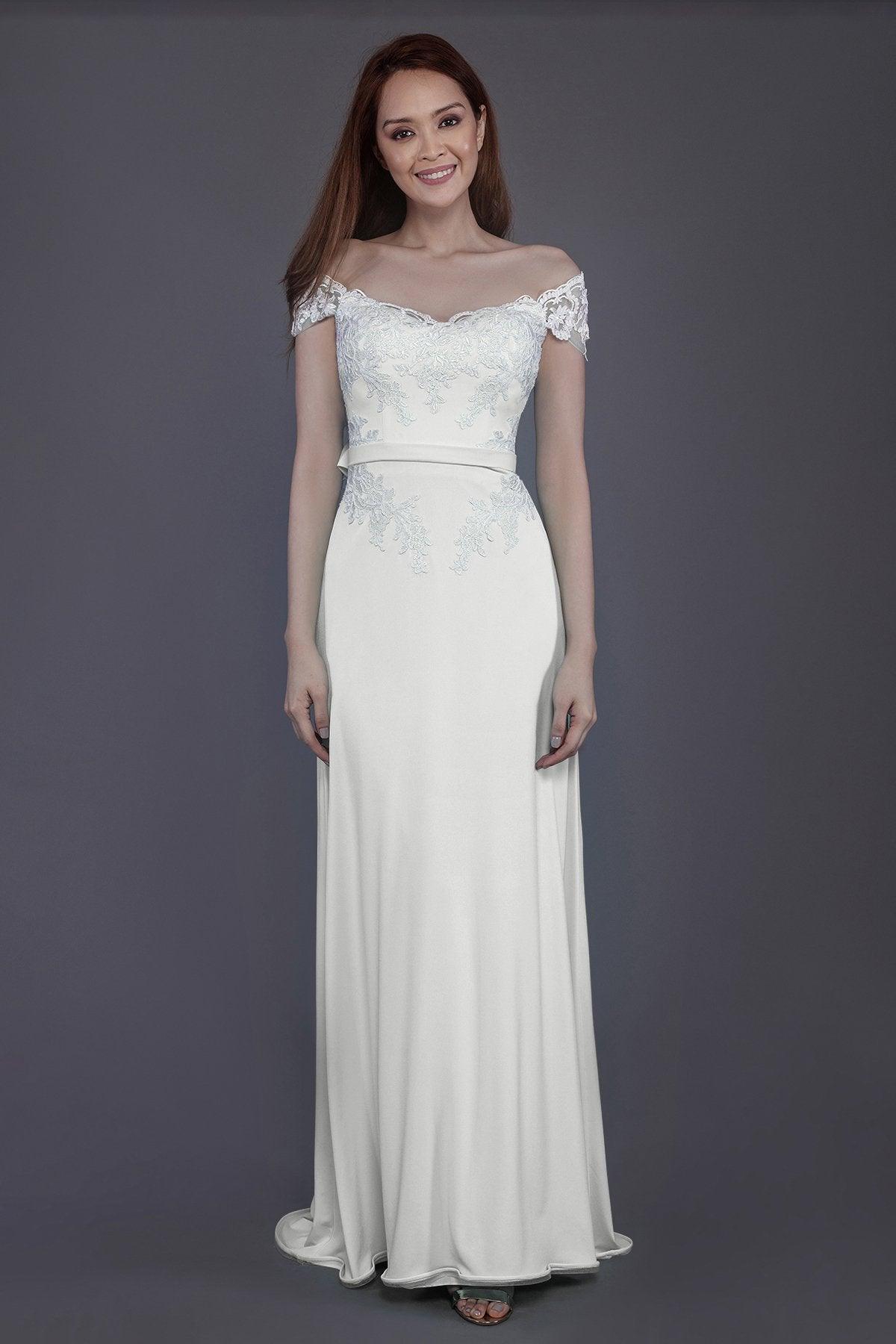 Sheath Sweep Train Knitted Fabric Bridesmaid Dress PR3563 - COCOMELODY