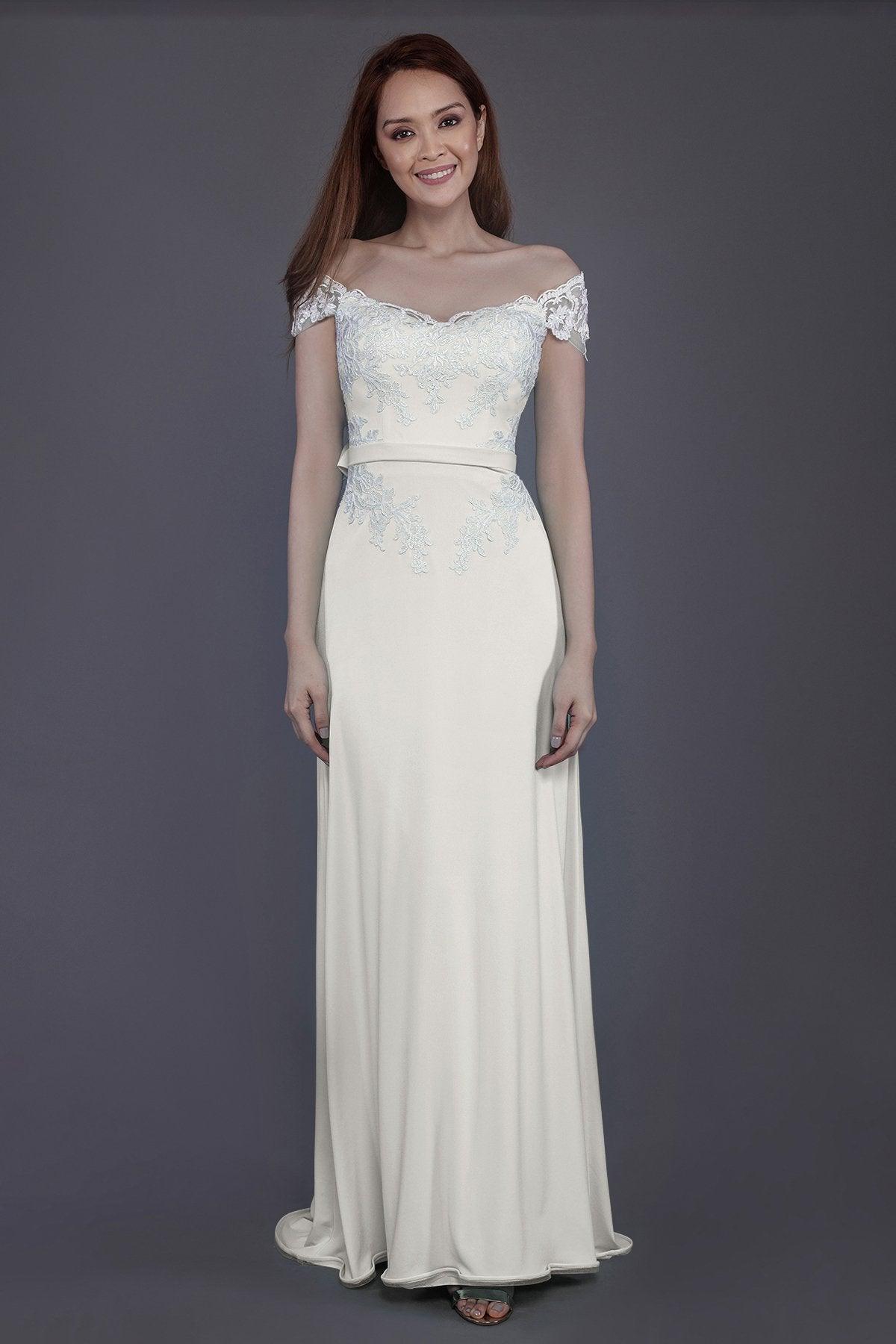 Sheath Sweep Train Knitted Fabric Bridesmaid Dress PR3563 - COCOMELODY