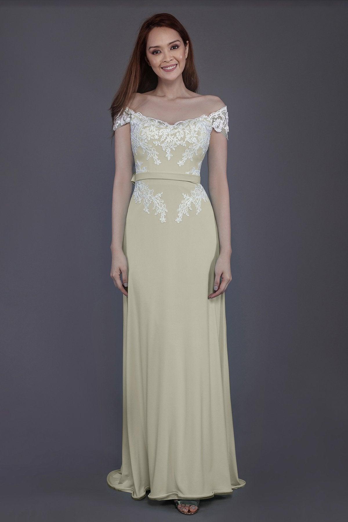 Sheath Sweep Train Knitted Fabric Bridesmaid Dress PR3563 - COCOMELODY