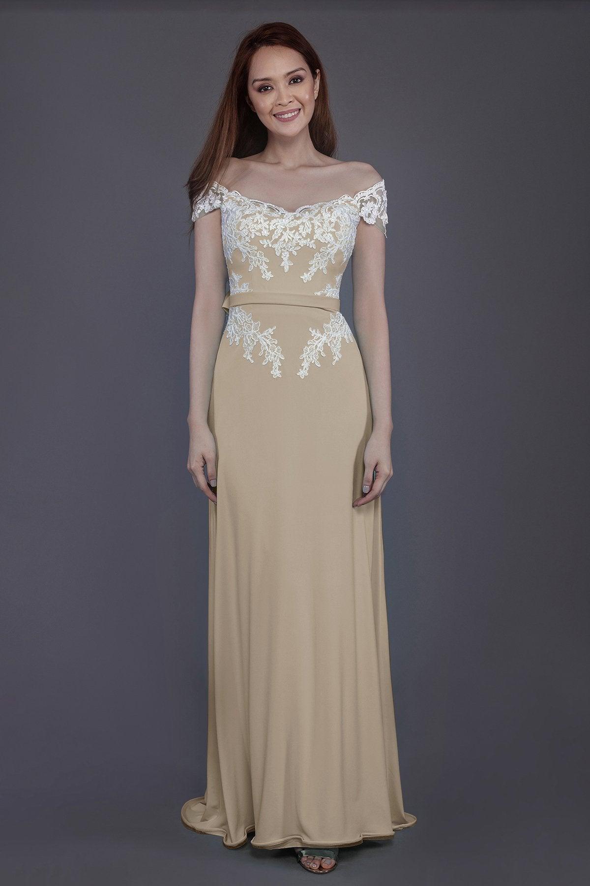 Sheath Sweep Train Knitted Fabric Bridesmaid Dress PR3563 - COCOMELODY