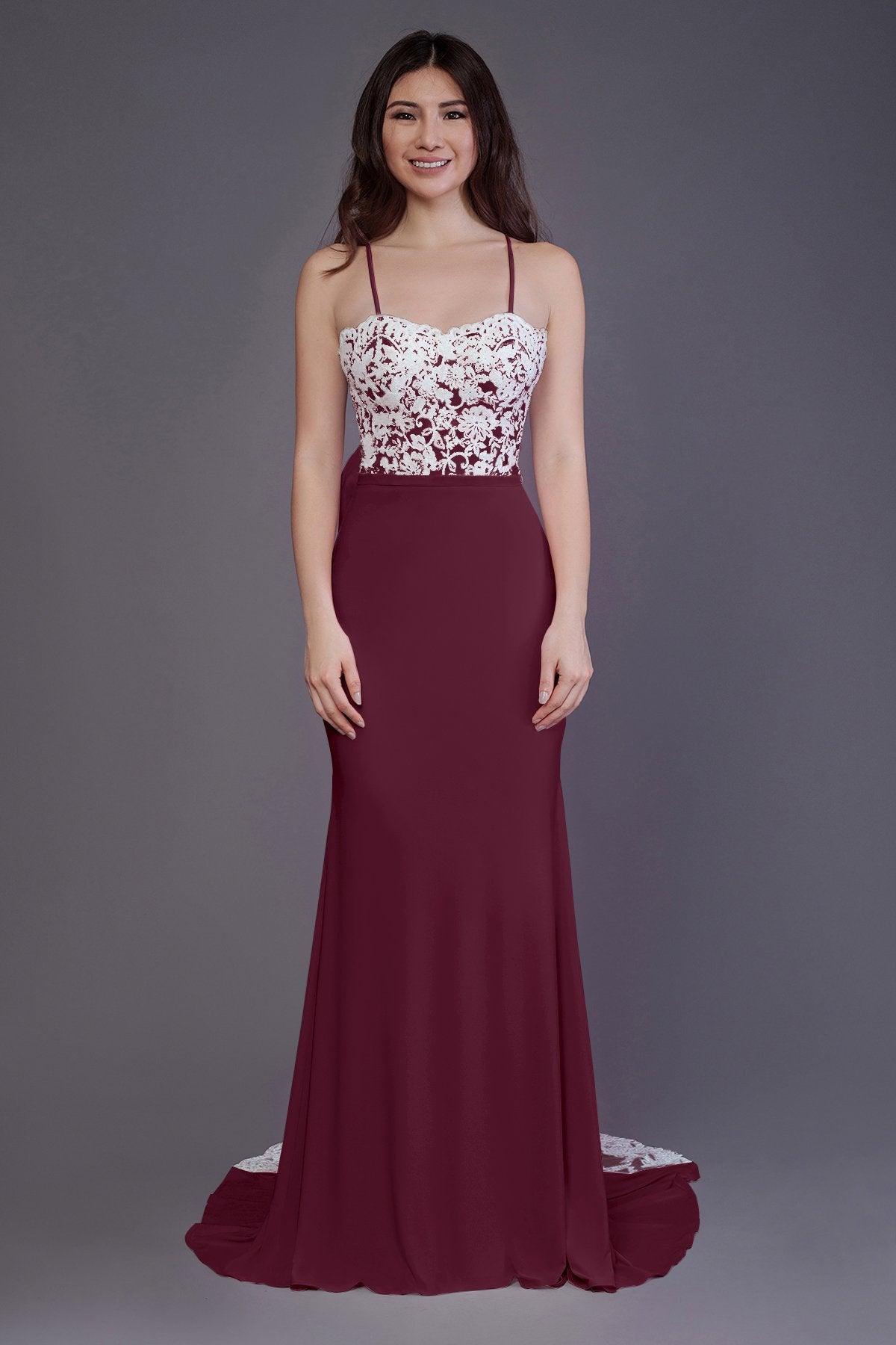 Mermaid Sweep Train Knitted Fabric Bridesmaid Dress PR3565 - COCOMELODY
