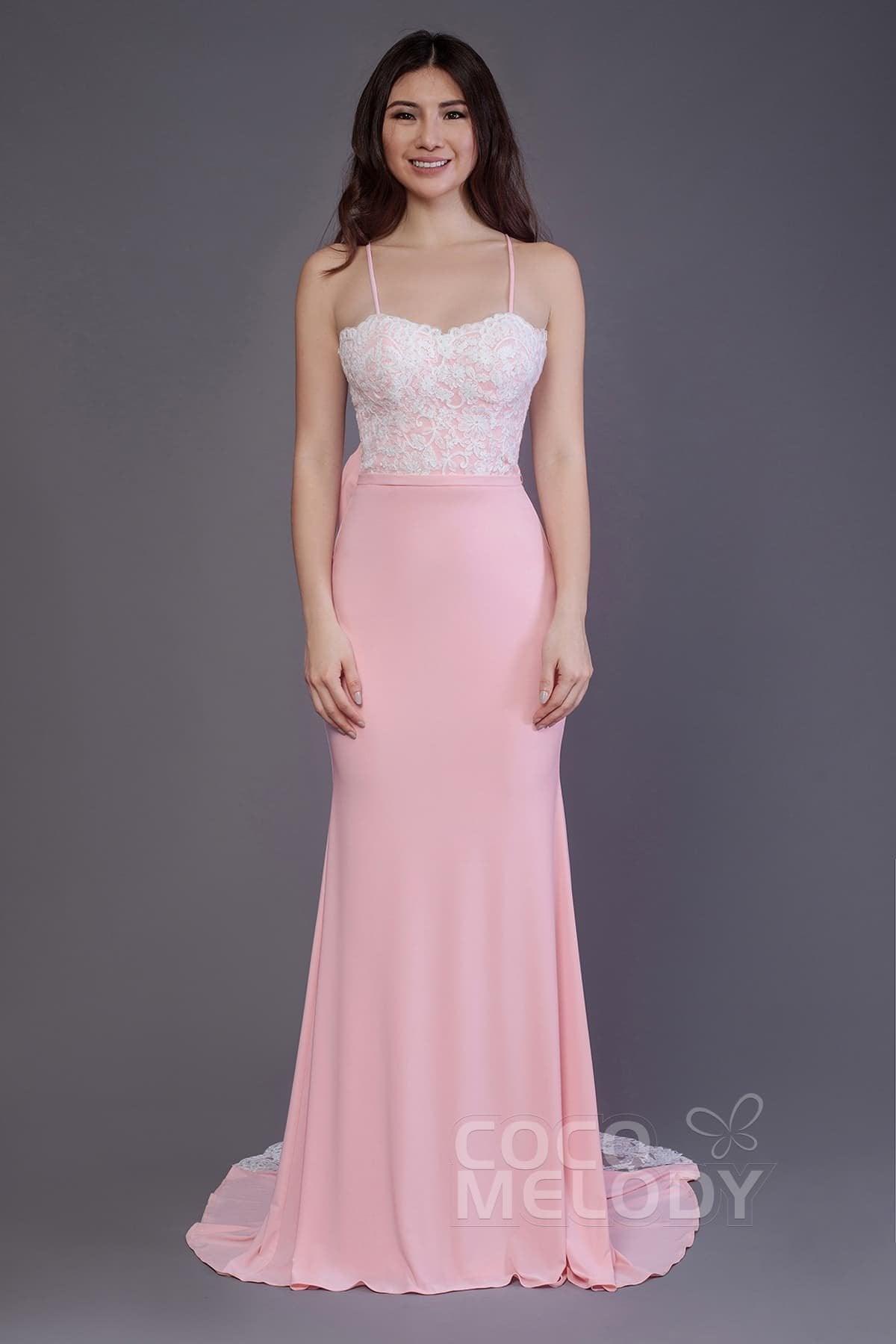 Mermaid Sweep Train Knitted Fabric Bridesmaid Dress PR3565 - COCOMELODY