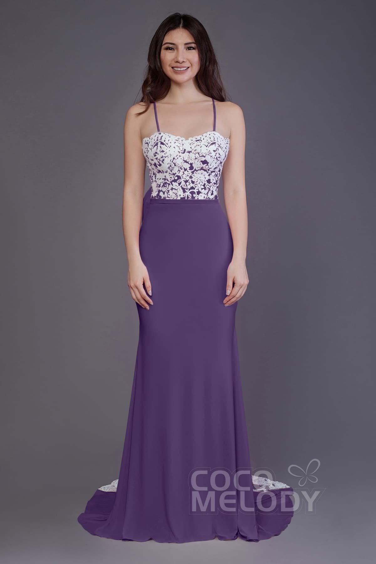 Mermaid Sweep Train Knitted Fabric Bridesmaid Dress PR3565 - COCOMELODY