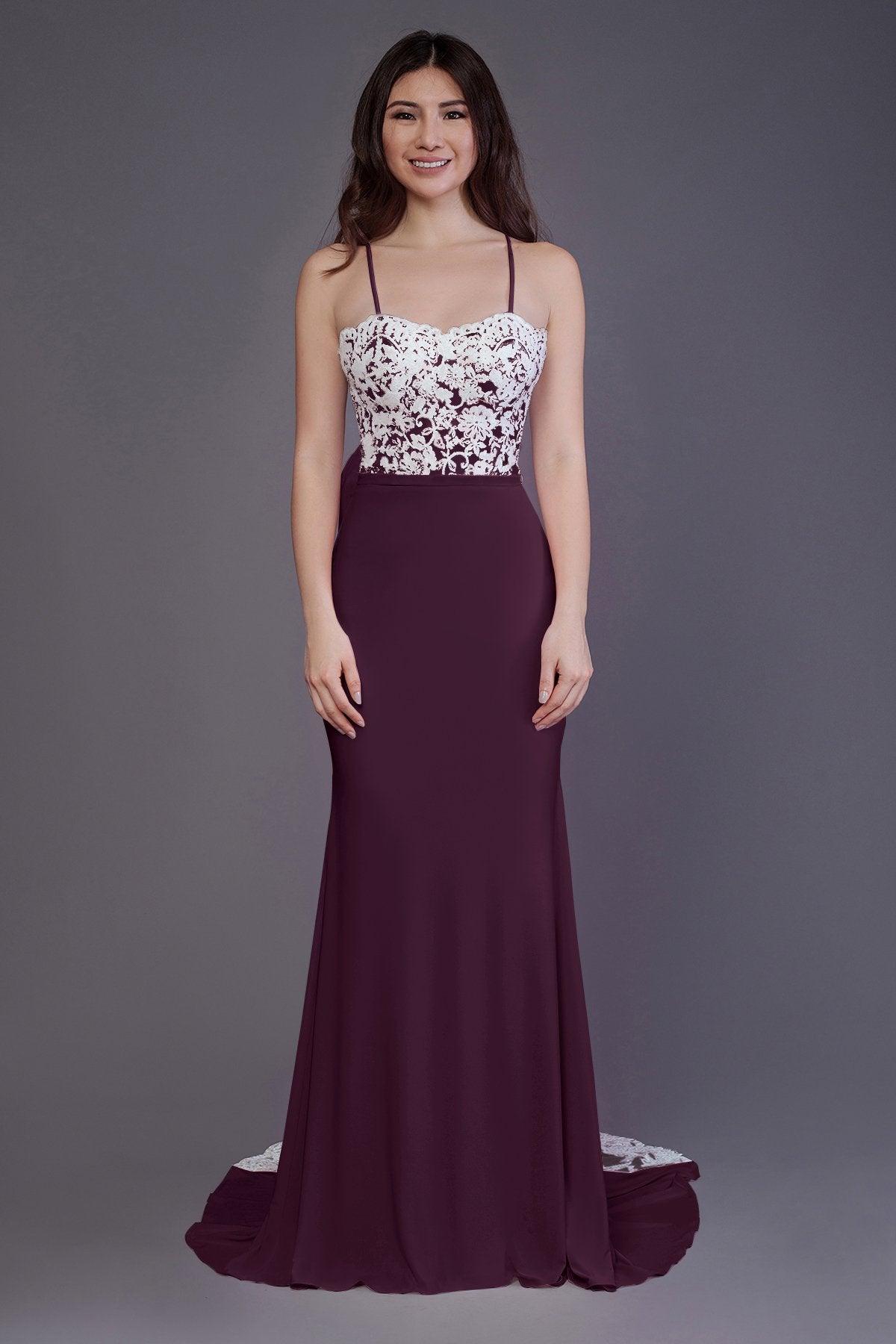 Mermaid Sweep Train Knitted Fabric Bridesmaid Dress PR3565 - COCOMELODY