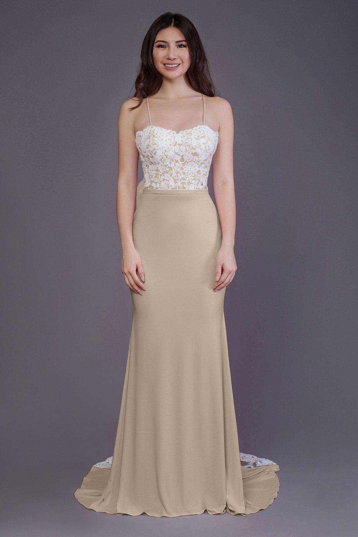 Mermaid Sweep Train Knitted Fabric Bridesmaid Dress PR3565 - COCOMELODY