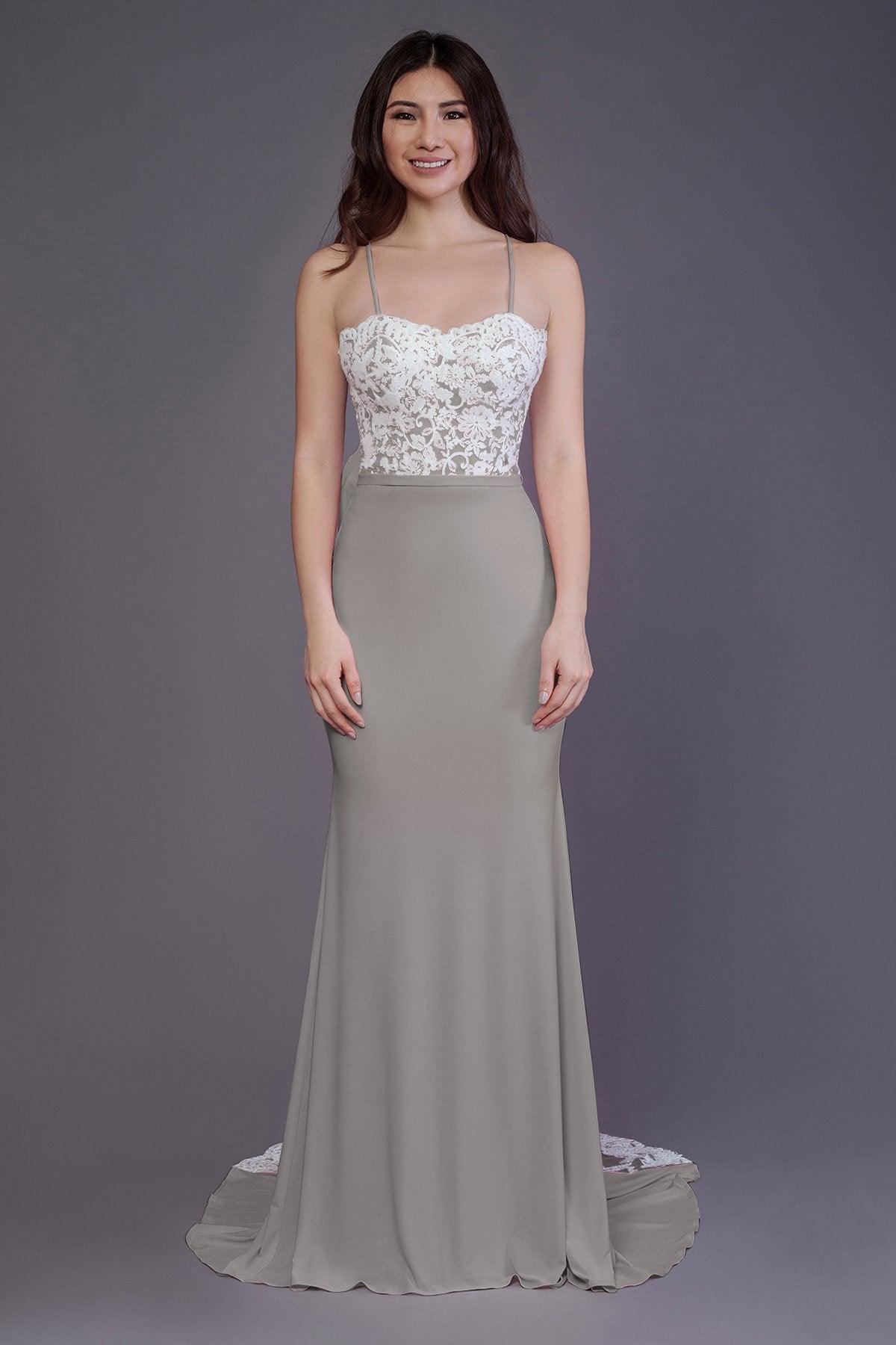 Mermaid Sweep Train Knitted Fabric Bridesmaid Dress PR3565 - COCOMELODY