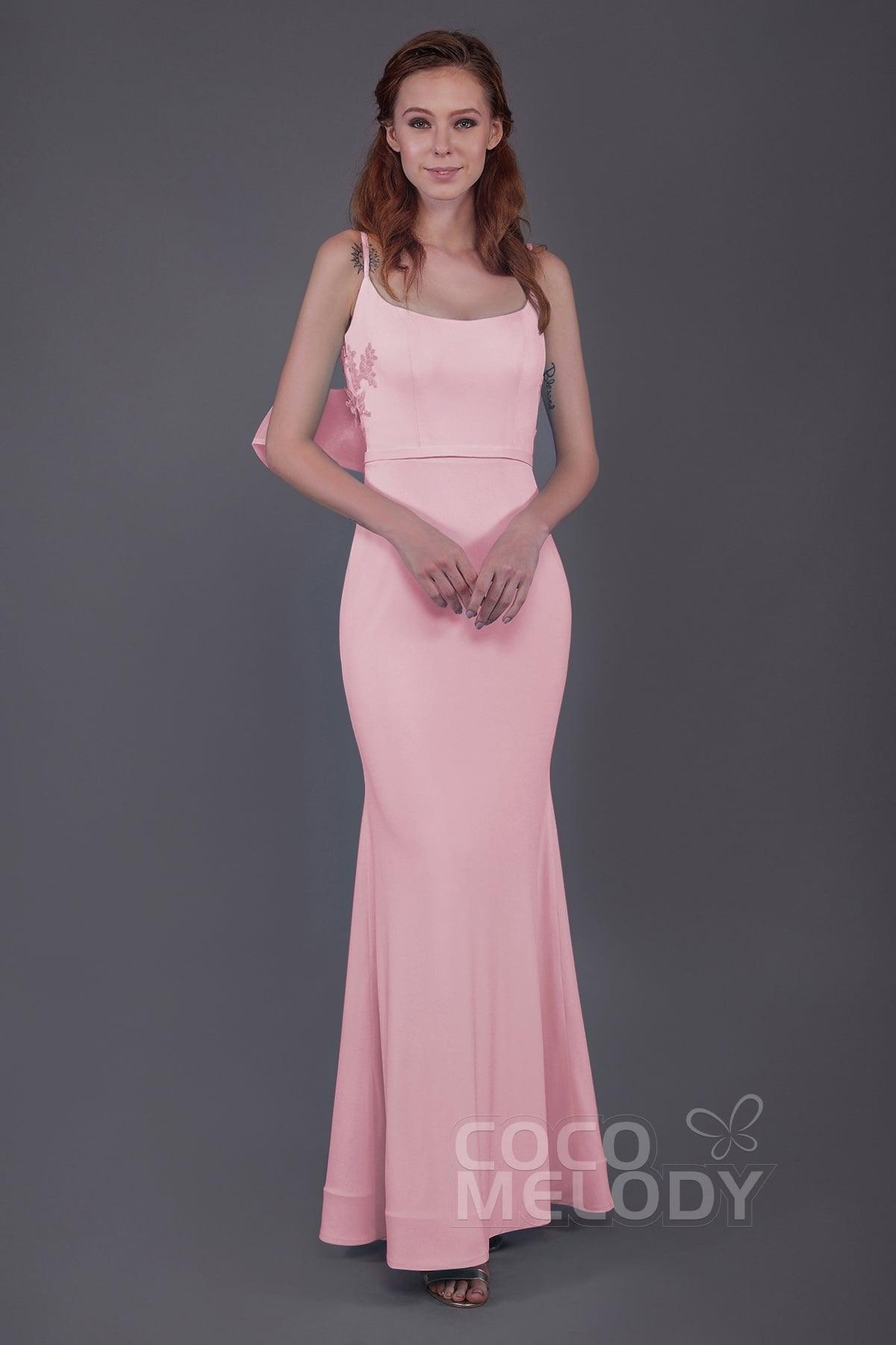 Mermaid Floor Length Knitted Fabric Bridesmaid Dress PR3566 - COCOMELODY
