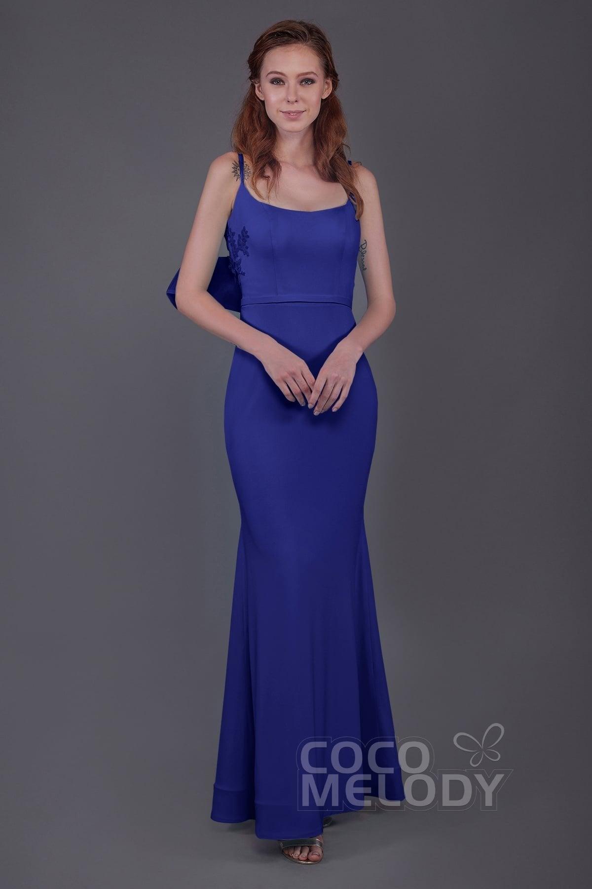 Mermaid Floor Length Knitted Fabric Bridesmaid Dress PR3566 - COCOMELODY
