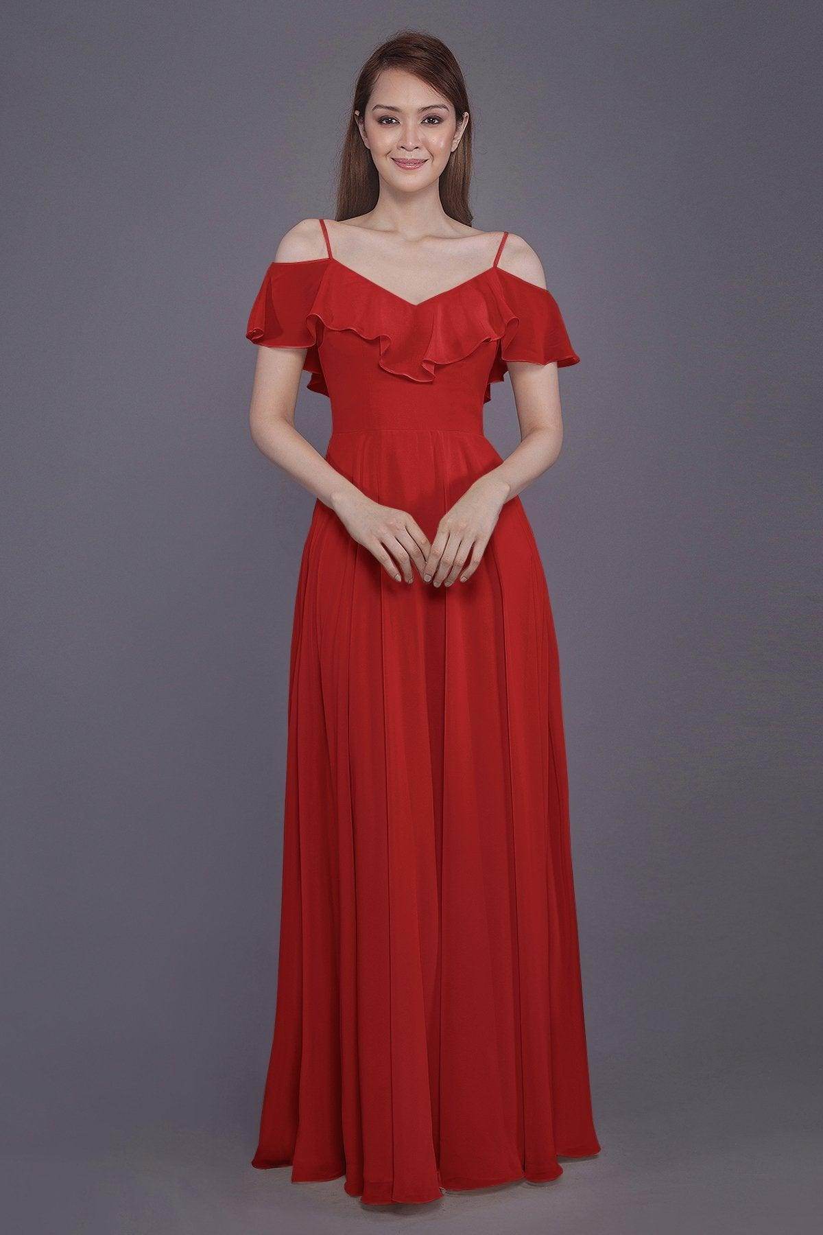 Floor Length Chiffon Bridesmaid Dresses with Ruffle Sleeves COCOMELODY PR3570, Steel Grey Floor Length Chiffon Bridesmaid Dresses with Ruffle Sleeves COCOMELODY PR3570, Steel Grey