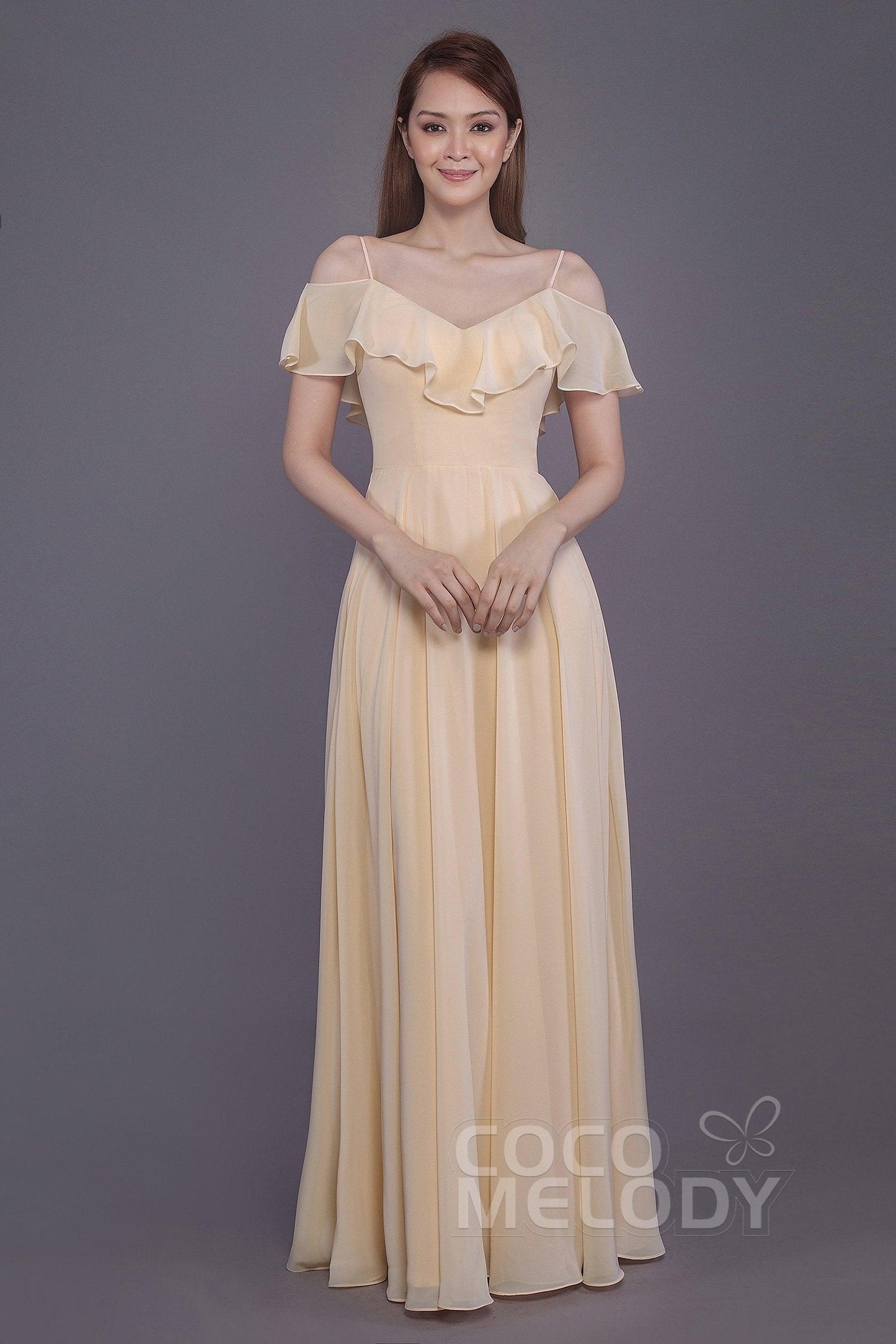 Sheath-Column Floor Length Chiffon Bridesmaid Dress PR3570