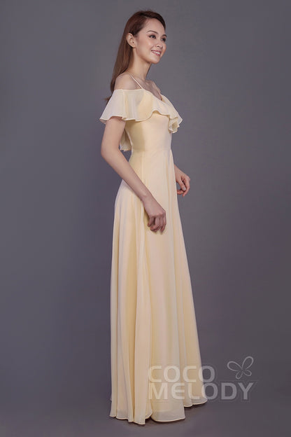 Sheath-Column Floor Length Chiffon Bridesmaid Dress PR3570