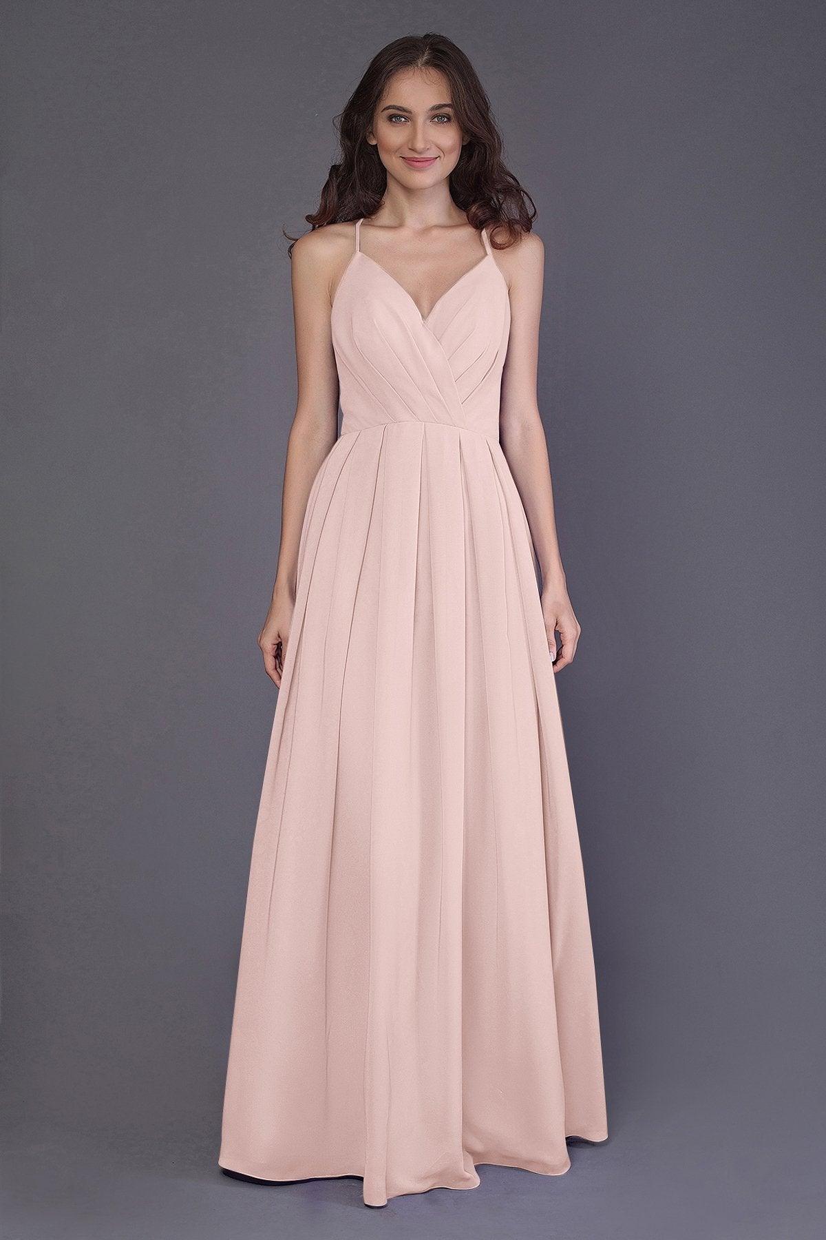 Sheath-Column Floor Length Chiffon Bridesmaid Dress PR3572 - COCOMELODY