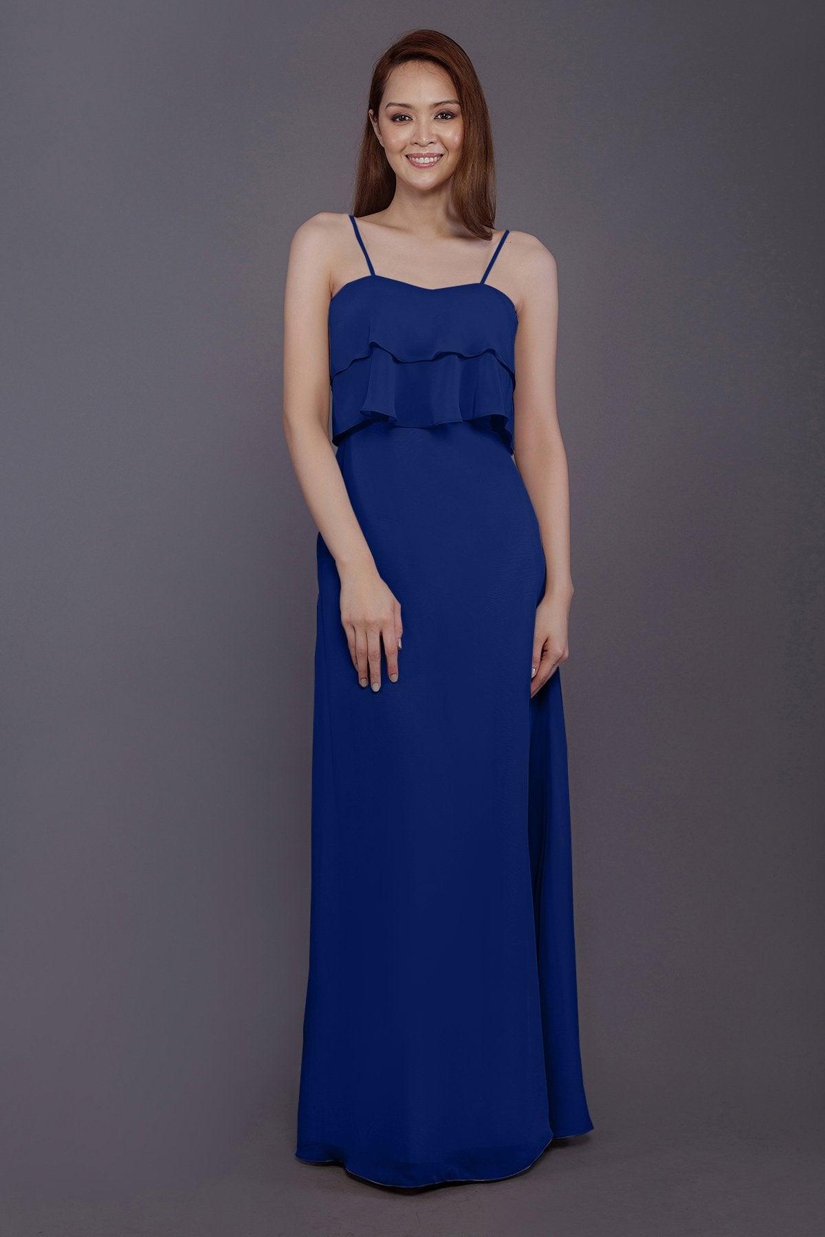 Sheath-Column Floor Length Chiffon Bridesmaid Dress PR3575 - COCOMELODY