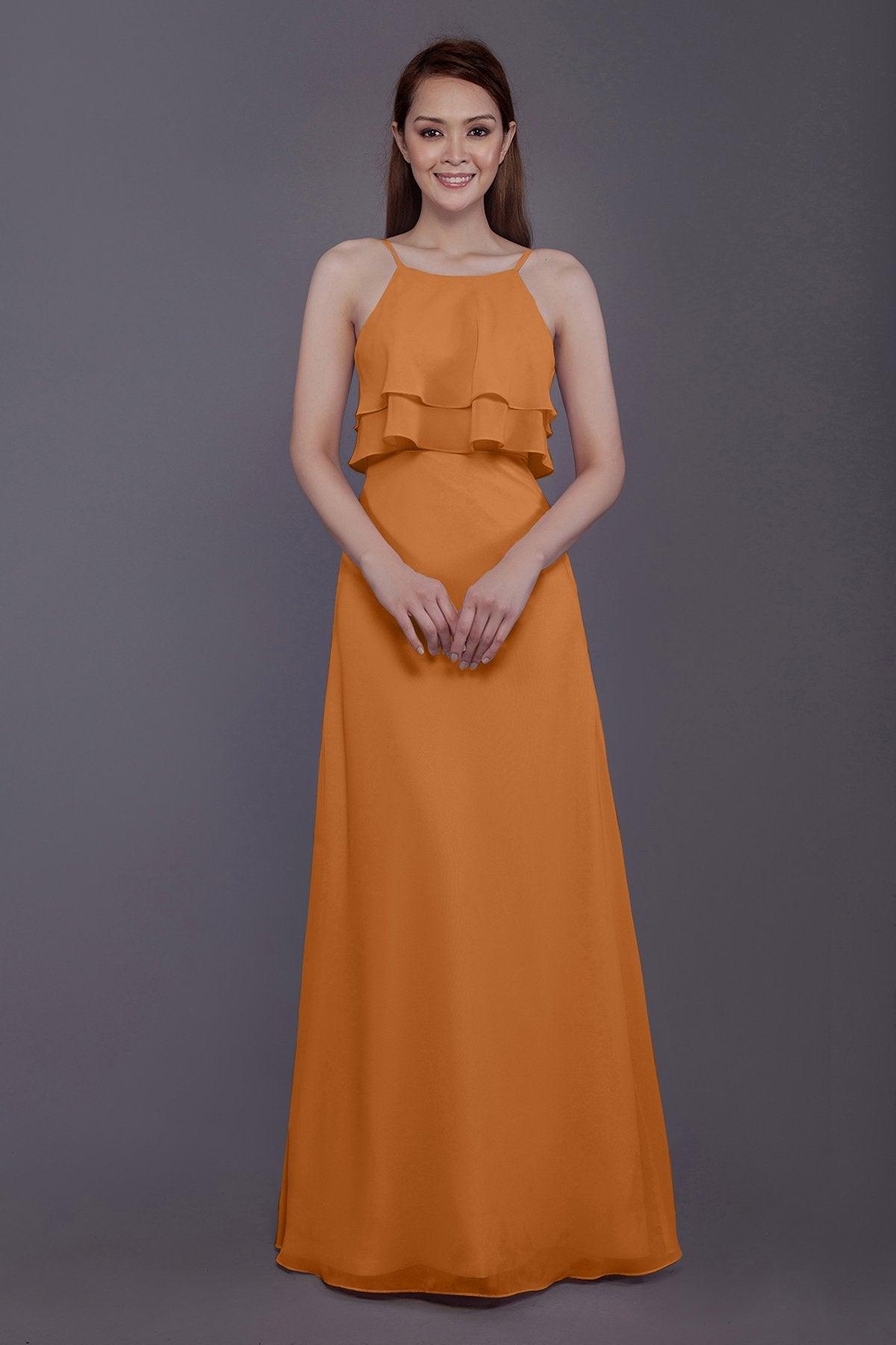 Sheath-Column Floor Length Chiffon Bridesmaid Dress PR3577 - COCOMELODY