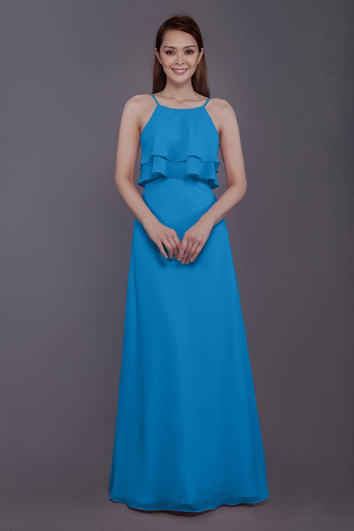 Sheath-Column Floor Length Chiffon Bridesmaid Dress PR3577 - COCOMELODY