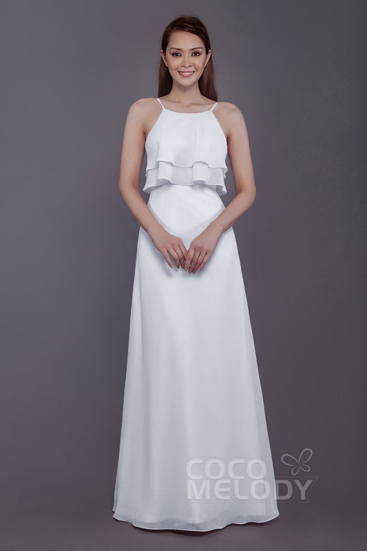 Sheath-Column Floor Length Chiffon Bridesmaid Dress PR3577