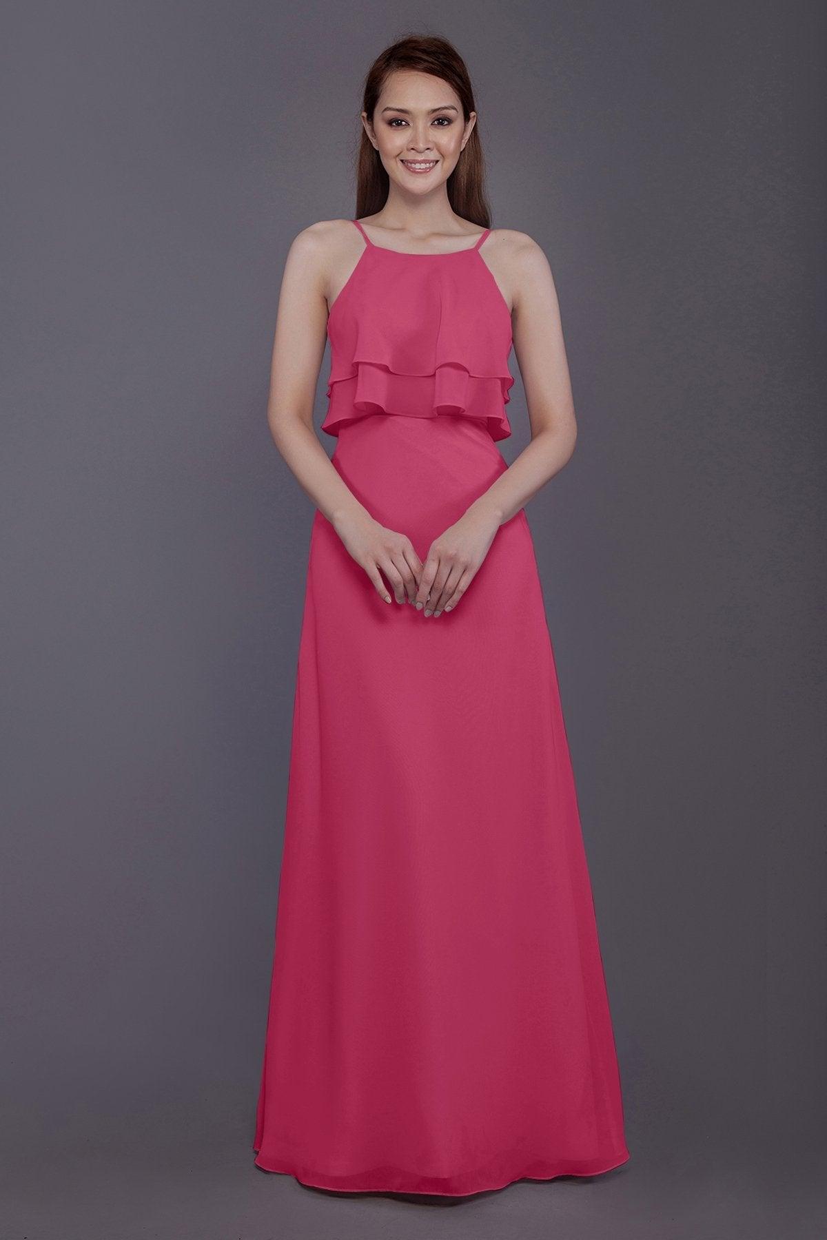 Sheath-Column Floor Length Chiffon Bridesmaid Dress PR3577 - COCOMELODY