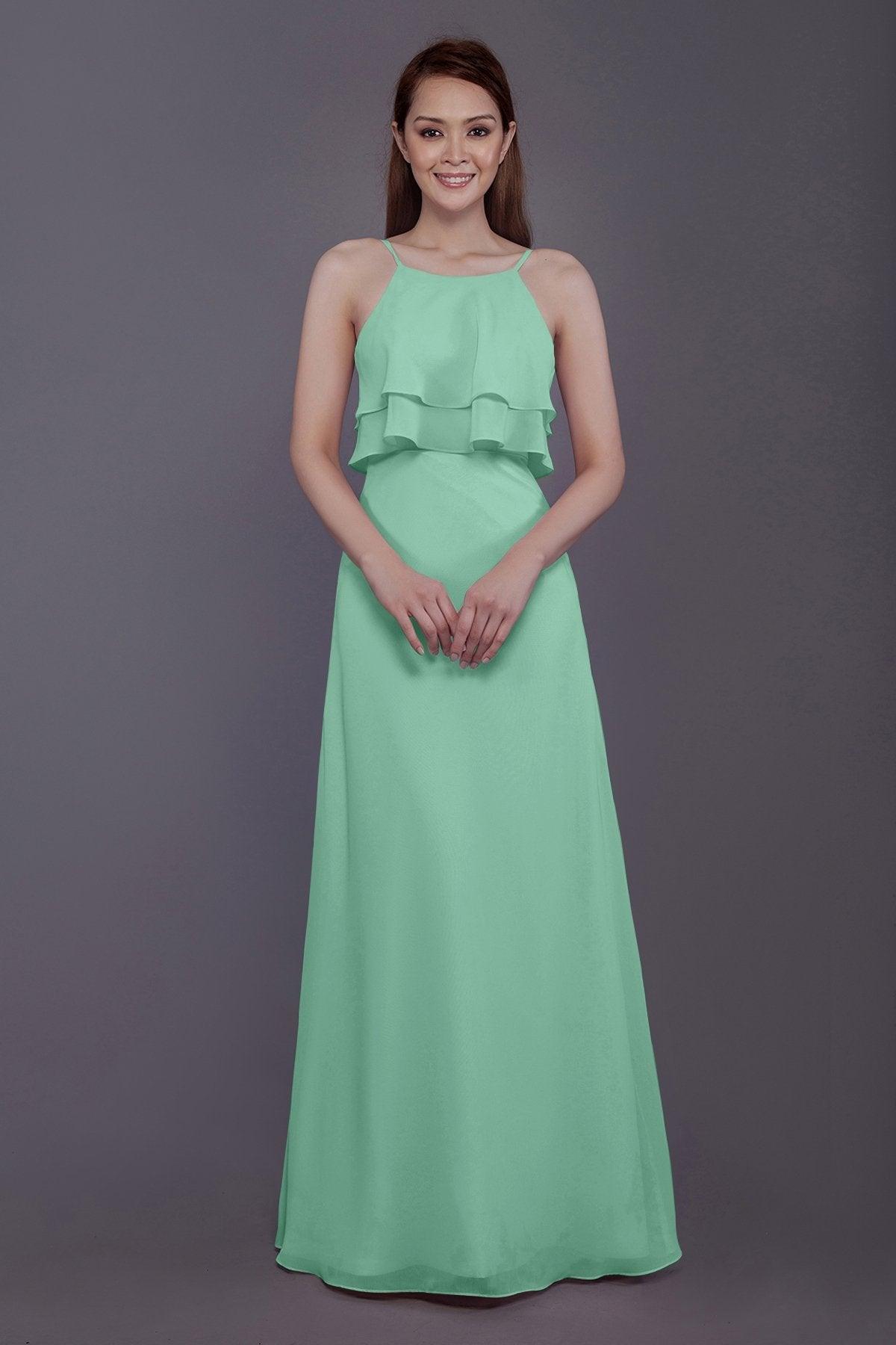 Sheath-Column Floor Length Chiffon Bridesmaid Dress PR3577 - COCOMELODY