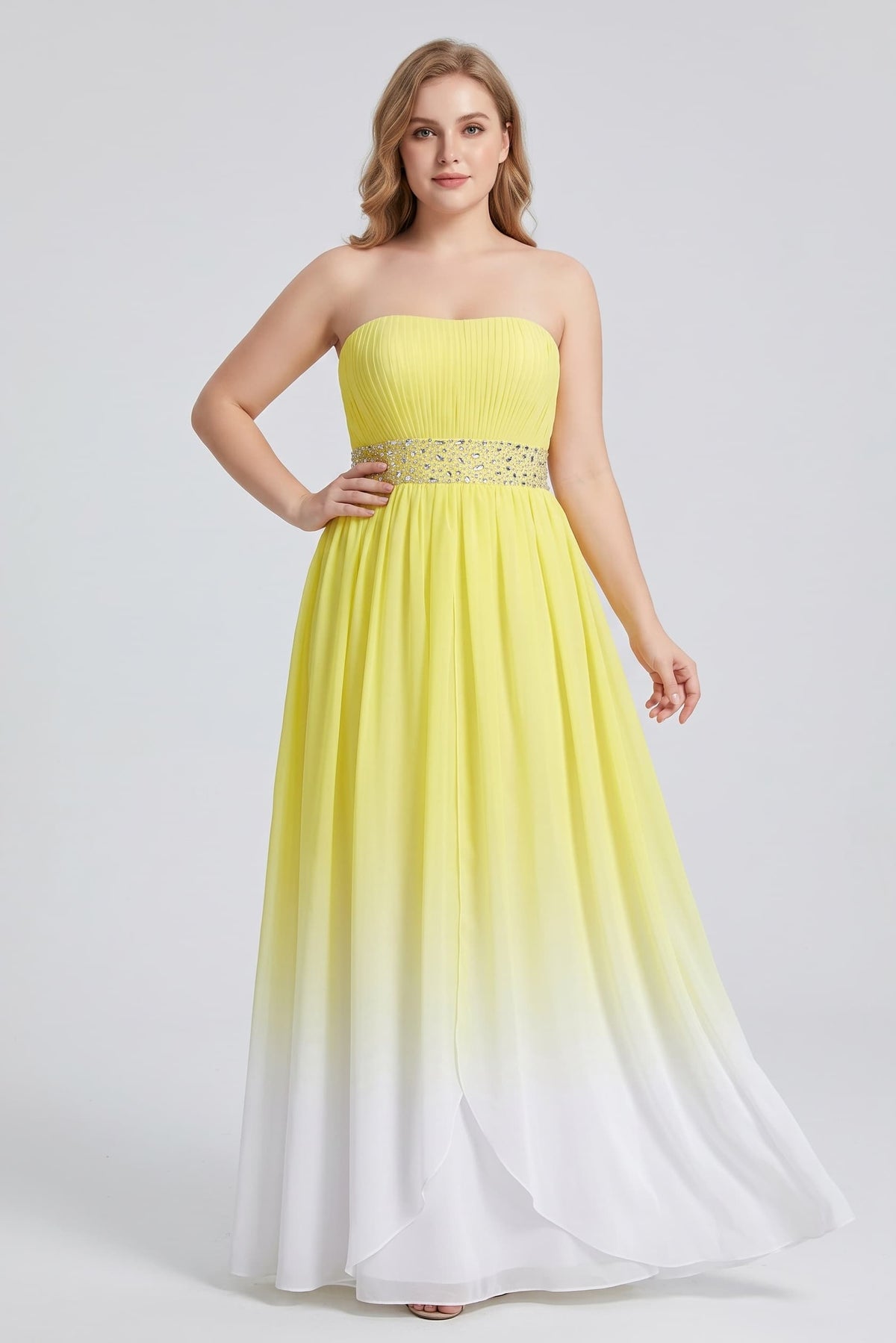 Sheath-Column Floor Length Chiffon Bridesmaid Dress PR3598 - Yellow - COCOMELODY