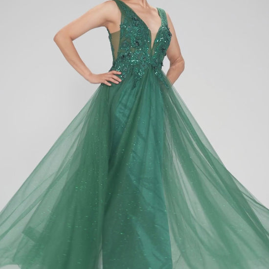 A-Line Maxi Tulle Prom Dress CS1062 - COCOMELODY