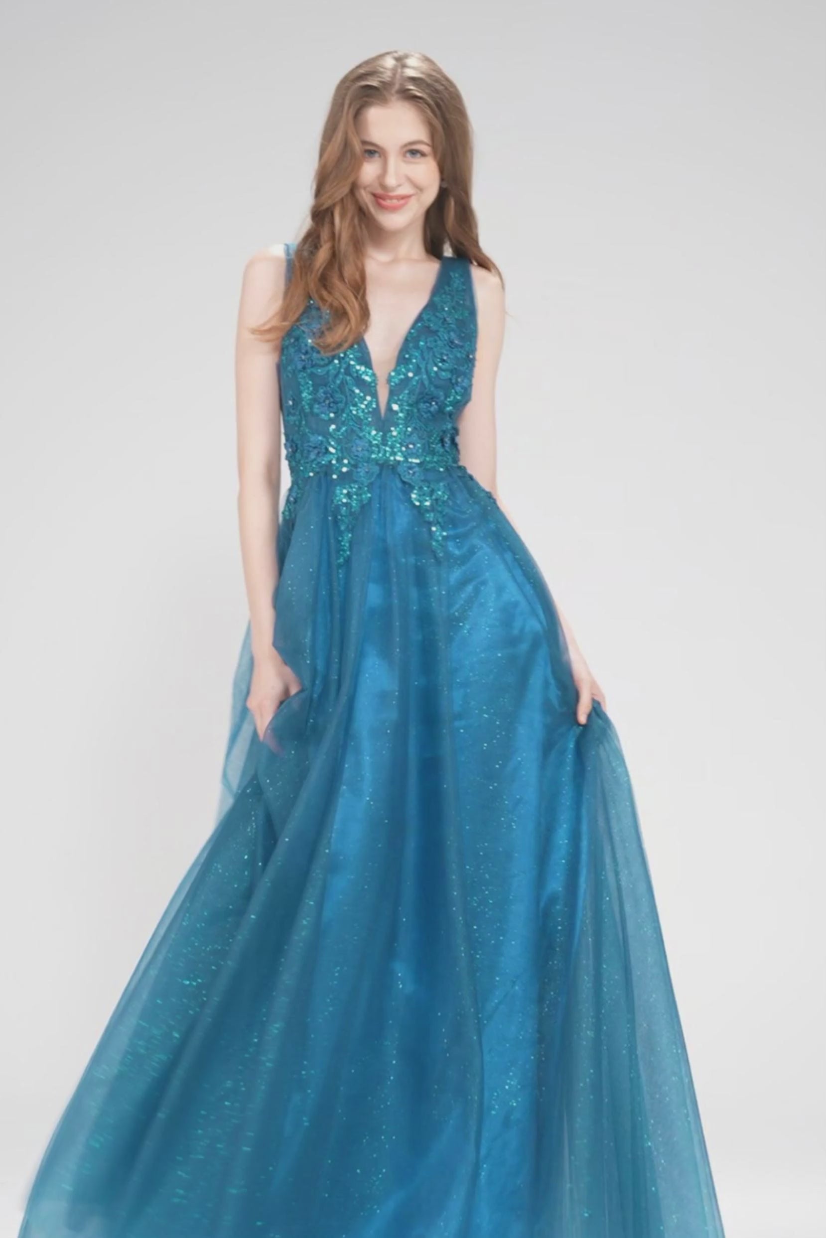 A-Line Maxi Tulle Prom Dress CS1045 - COCOMELODY