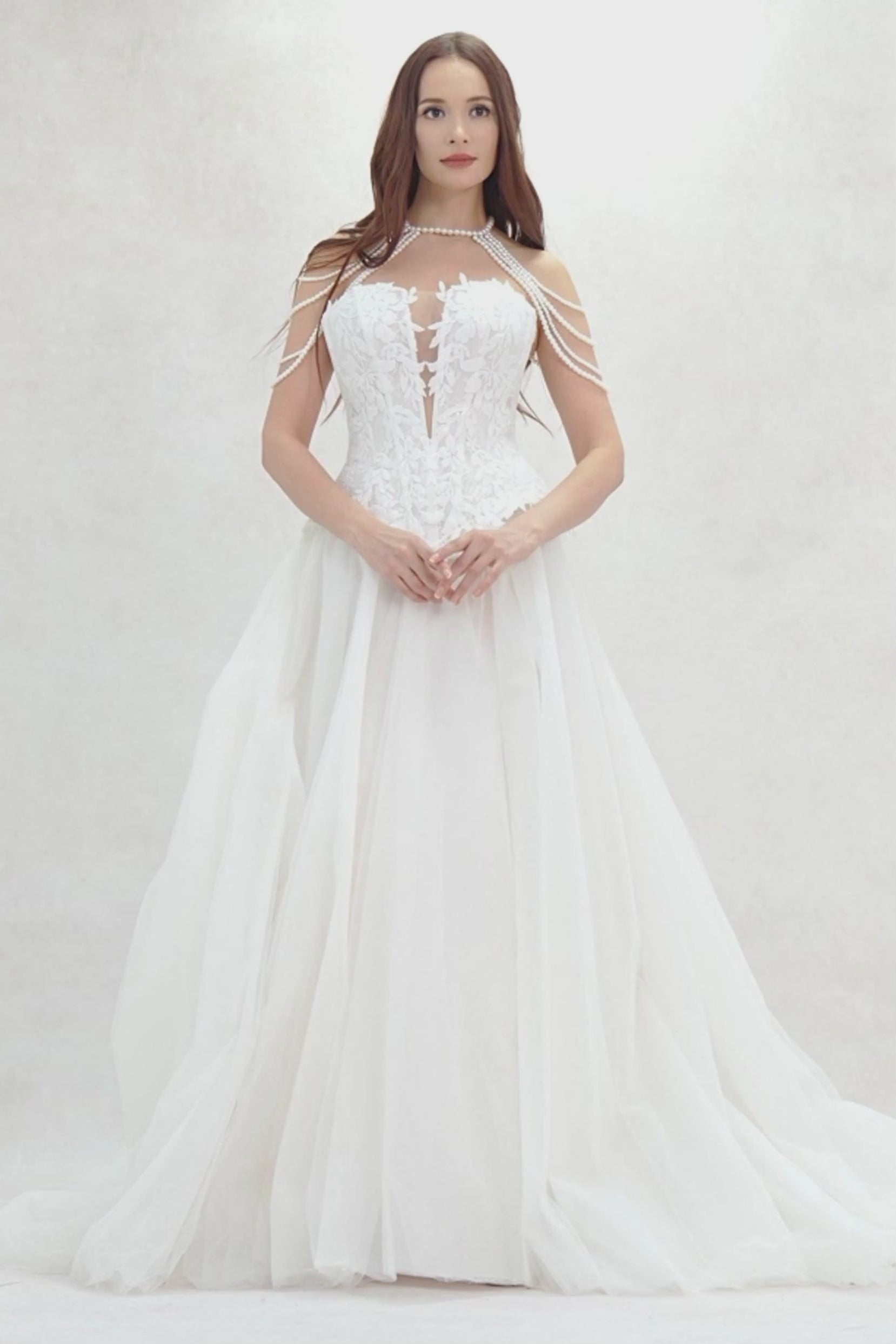 A-Line Court Train Tulle Wedding Dress CW3613 - COCOMELODY