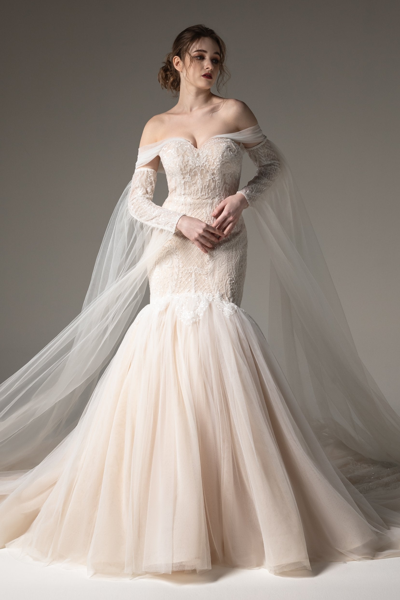 Mermaid off shoulder Sequined Lace Wedding Dress Beading COCOMELODY CW2509, 45 Days / As Picture:Ivory/Nude / US8-UK10-EUR38 Mermaid off shoulder Sequined Lace Wedding Dress Beading COCOMELODY CW2509, 45 Days / As Picture:Ivory/Nude / US8-UK10-EUR38