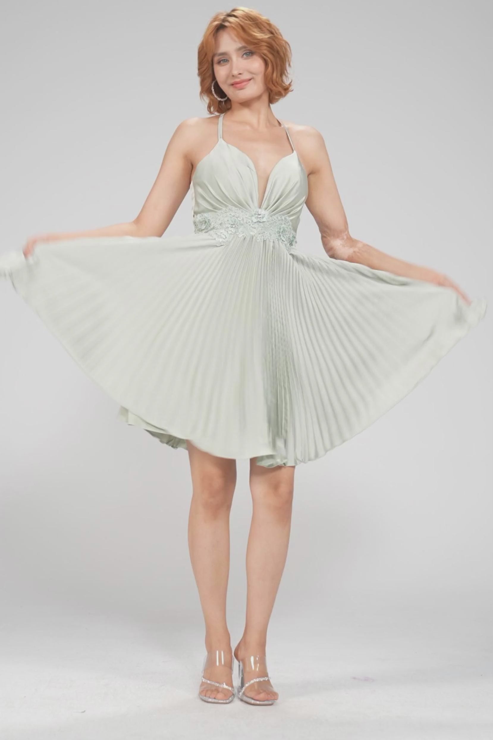 A-Line Mini Acetate Satin Homecoming Dress CS0972 - COCOMELODY
