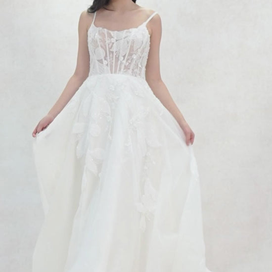 A-Line Court Train Tulle Wedding Dress CW3640 - COCOMELODY